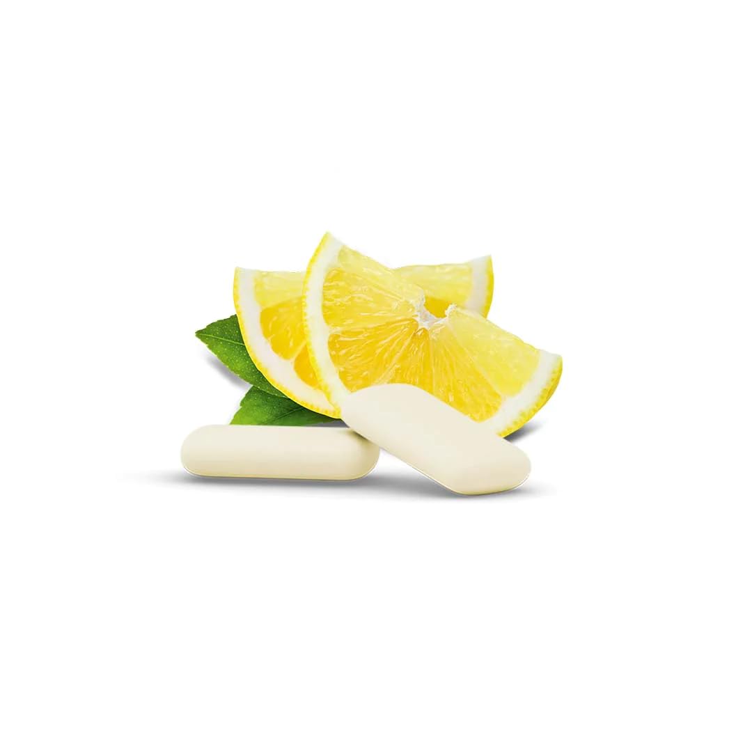 Ginjer® Lemon Xylitol Ginger Chewing Gum - Sugar Free, Aspartame Free, Gluten Free - Naturally Sweetened with Stevia & Xylitol - 30g Box (20 Pieces) - Freshen Breath & Aid Digestion - Perfect for Travel, Office & After Meals