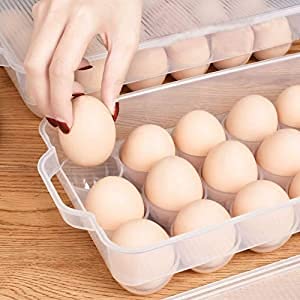PAVITR SHOP 18-Grid Egg Storage Container for Refrigerator - Transparent Plastic Egg Holder & Lemon Organizer (1-Pack) - Perfect for Kitchen, Fridge Organization & Farm Fresh Egg Preservation