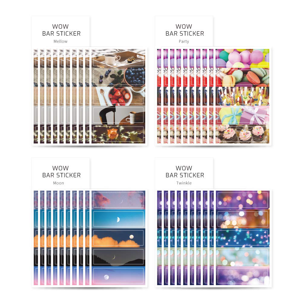 Monolike Wow Bar Sticker Photo Set - Mini Cute Square Stickers for Scrapbooking, Journaling, DIY Crafts & Planner Decoration