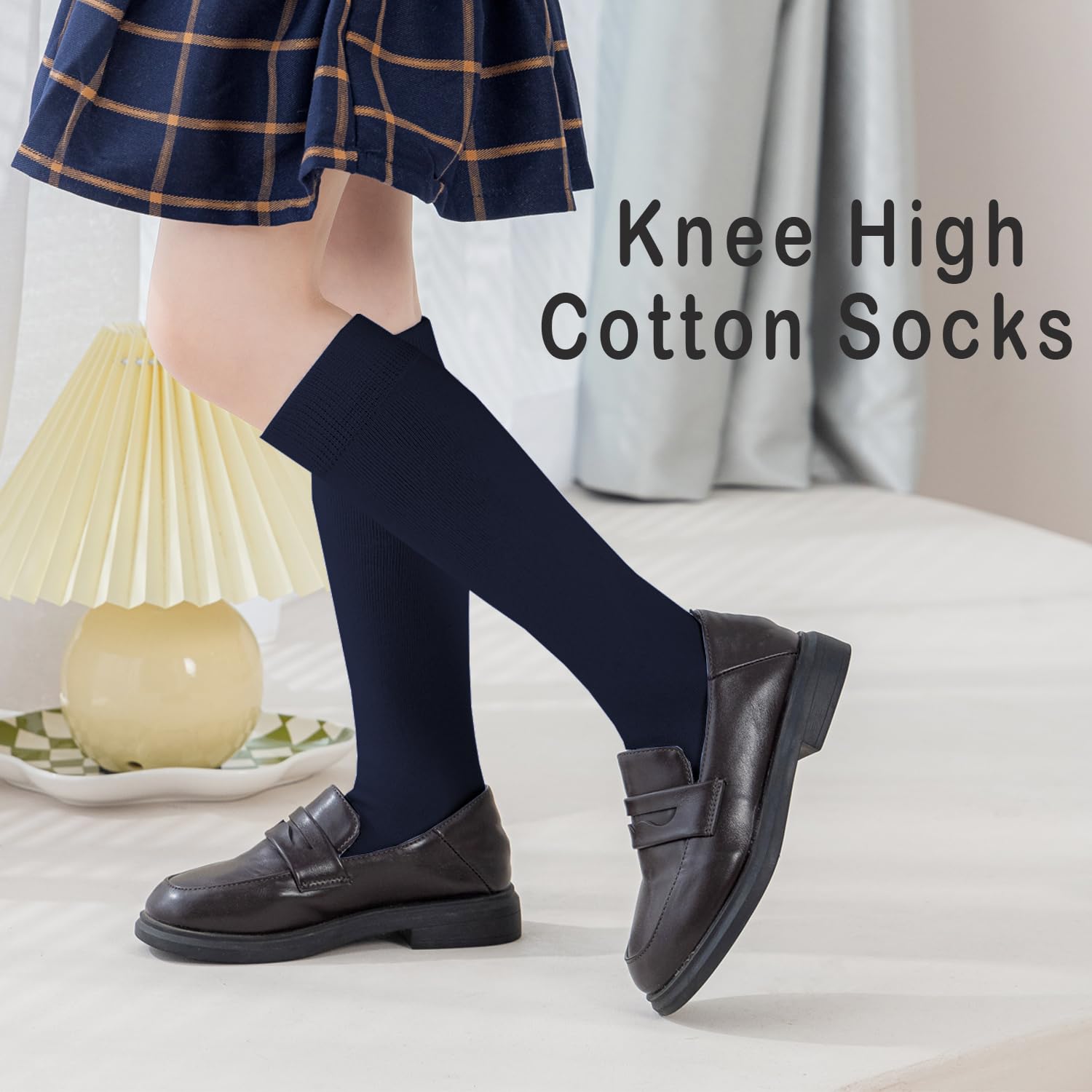 EPEIUS Girls Knee High Socks - Seamless Cotton School Uniform Socks for Kids & Boys - Over The Calf Socks (3/5 Pack) - Perfect for School, Uniform Dress Codes & Everyday Comfort