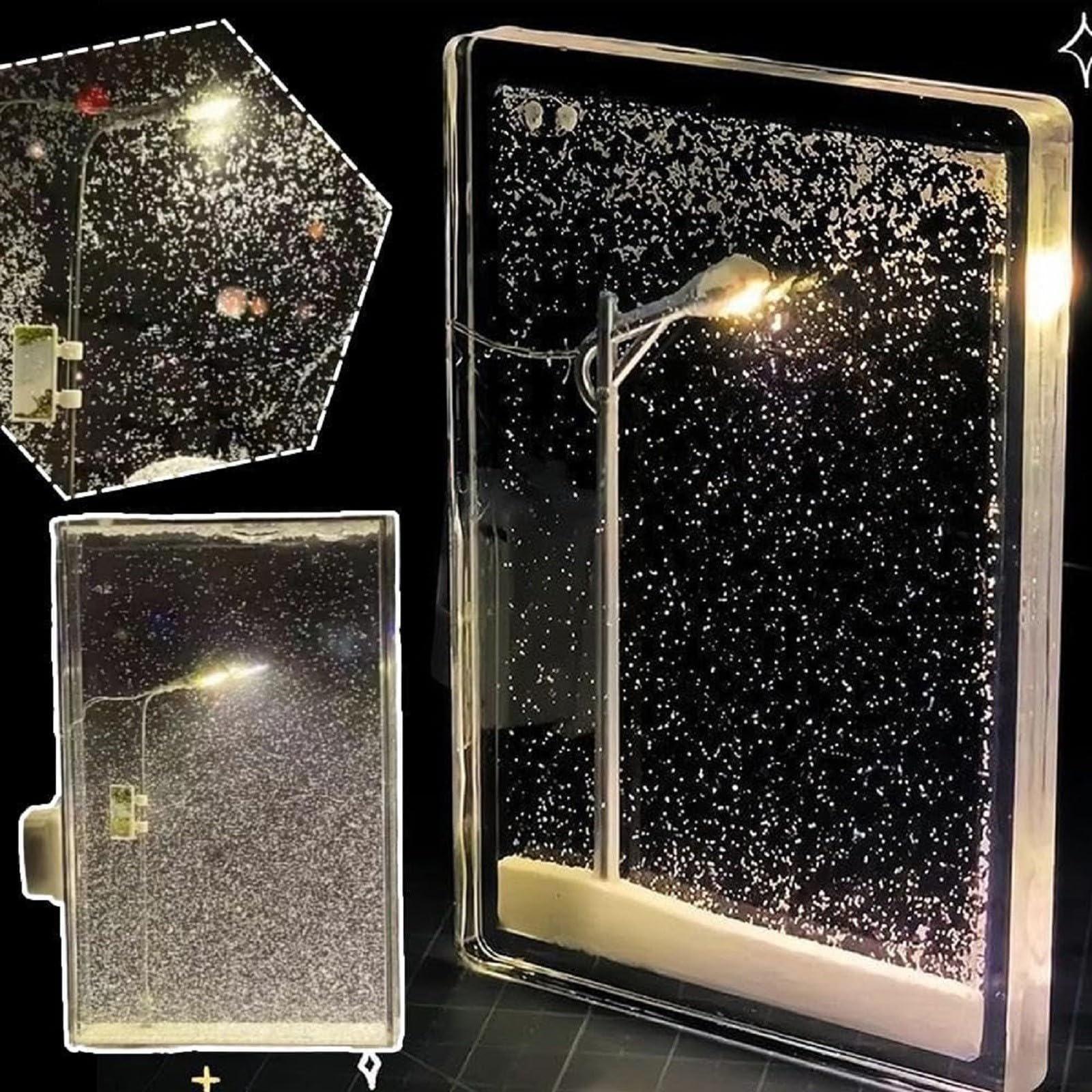 DIY Snowy Night Street Lamp Kit - Flowing Snowfall Light for Christmas Decorations, Indoor Holiday Lights - Perfect for Home, Party & Festive Decor