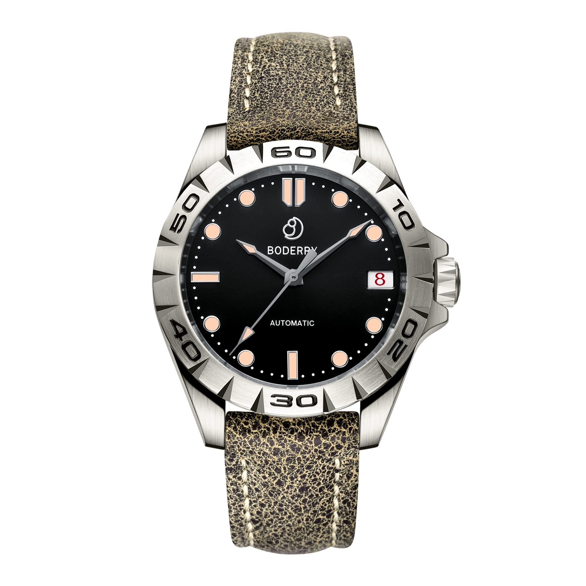 Men's Titanium Automatic Watch - Waterproof Leather Strap for Outdoor & Casual Wear