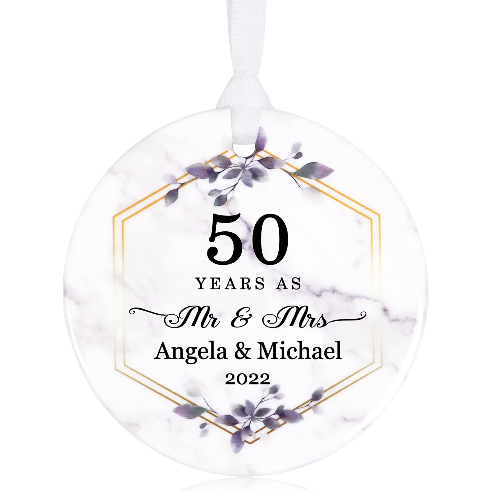 Personalized Mr. & Mrs. Wedding Anniversary Ornament - Custom Christmas Tree Keepsake Gift for Couples - Perfect for Wedding Anniversaries, Christmas Decorations & Romantic Home Decor
