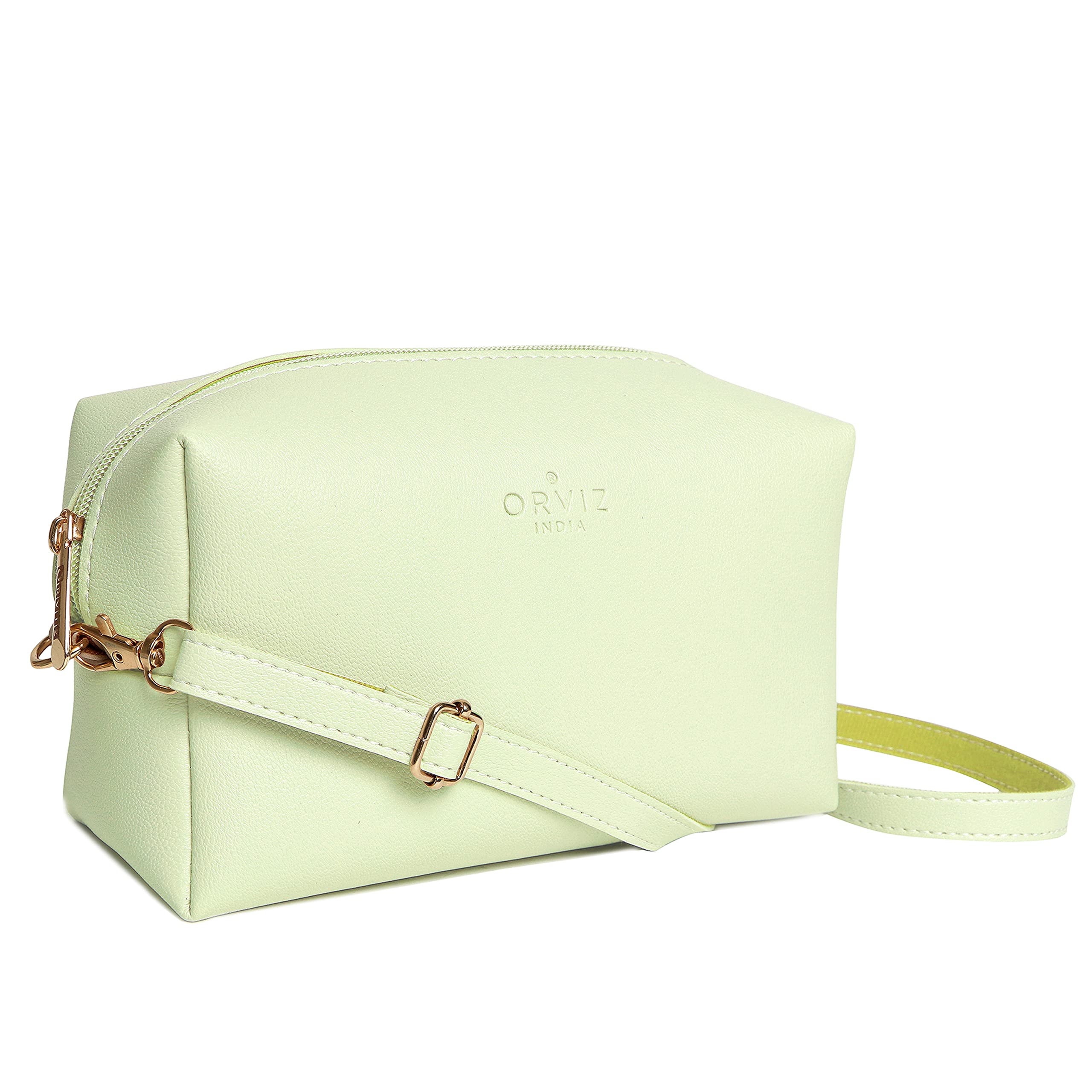 Orviz Waterproof Cosmetic Bag for Women & Girls - Travel Makeup Organizer with Multiple Pockets (Pistachio Green) - Perfect for Travel, Gym, and Daily Essentials Storage