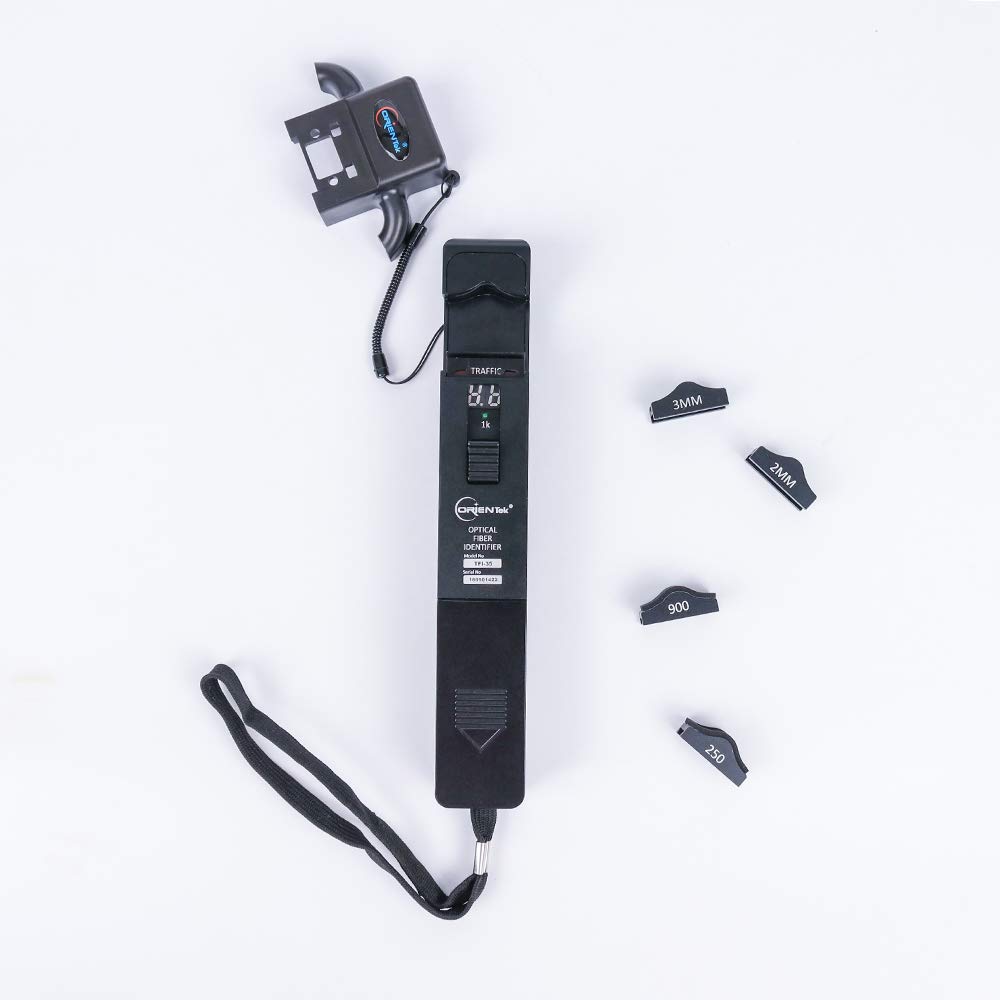 ORIENTEK TFI-35 Optical Fiber Identifier with 4 Adapters - Live Fiber Detector & Traffic Identifier for Telecom Technicians (Ideal for Network Maintenance, Fiber Optic Testing & Cable Installation)