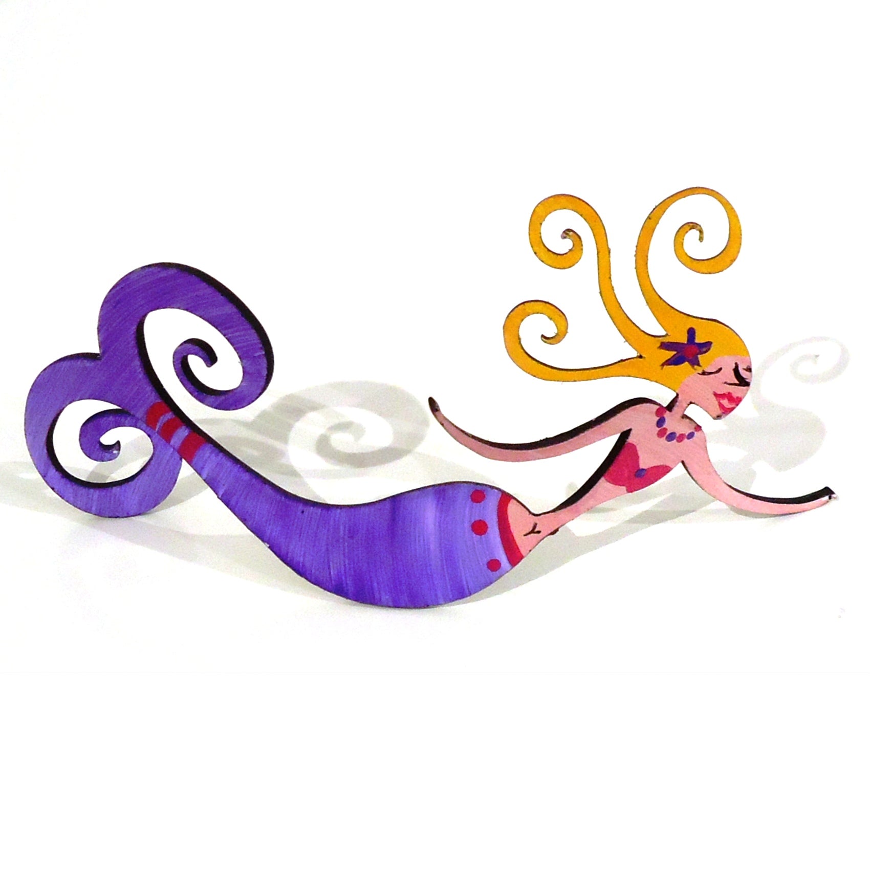 Mermaid Photo Holder - Face Down Stand for Pictures, Purple Popsicle Design - Perfect for Home Decor, Office Desk, and Party Favors