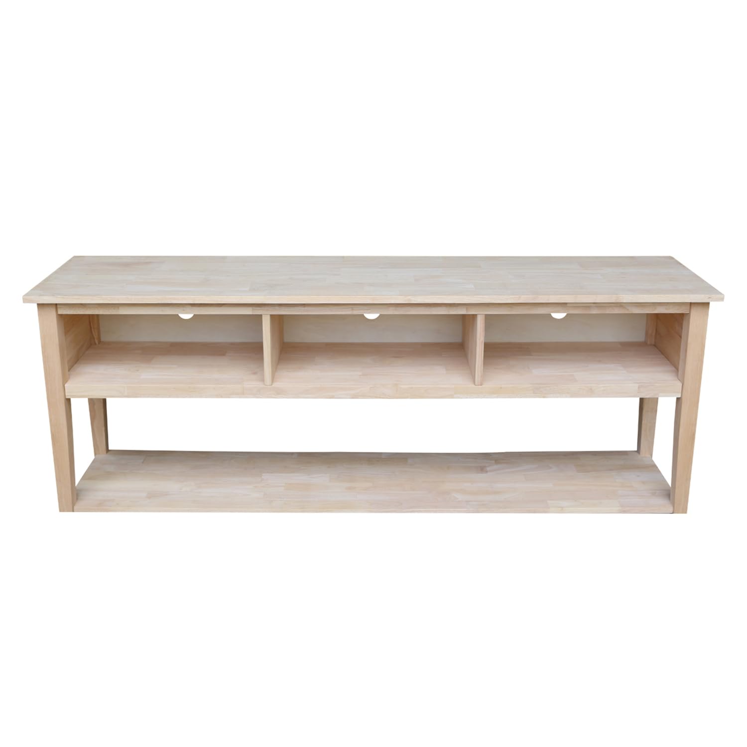 72-Inch Unfinished TV Stand for Living Room & Entertainment Center - International Concepts Solid Wood Media Console for TV, Gaming & Home Theater Setup