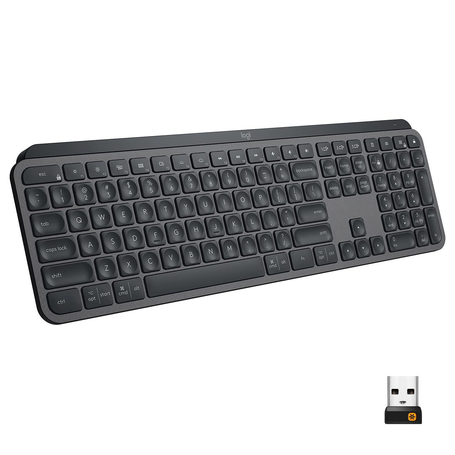 Logitech MX Keys Advanced Wireless Illuminated Keyboard - Tactile Responsive Typing, Backlit Keys, Bluetooth/USB-C Connectivity, Compatible with macOS, Windows, Linux, iOS & Android - Premium Metal Build (Graphite) - Perfect for Office Work, Gaming & Programming