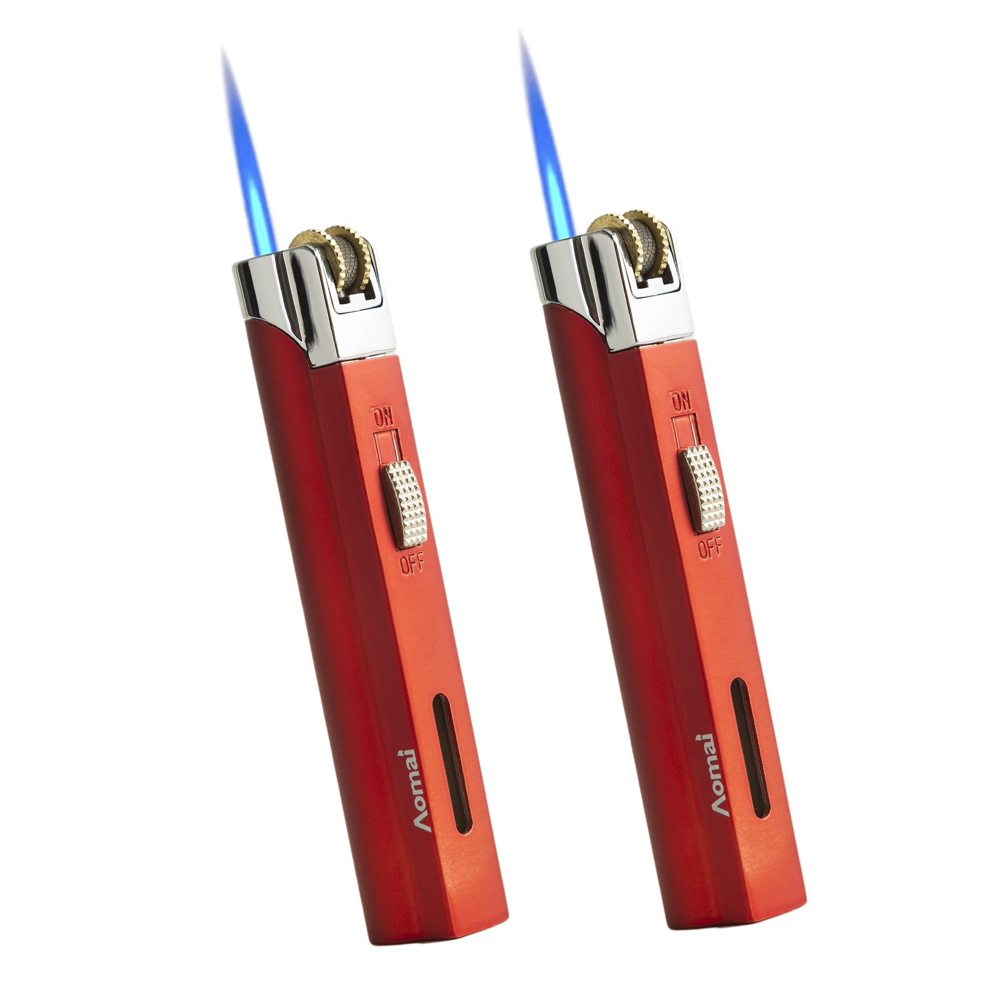 2-Pack Red Butane Torch Lighter - Multipurpose Metal Lighter for Cooking & Soldering