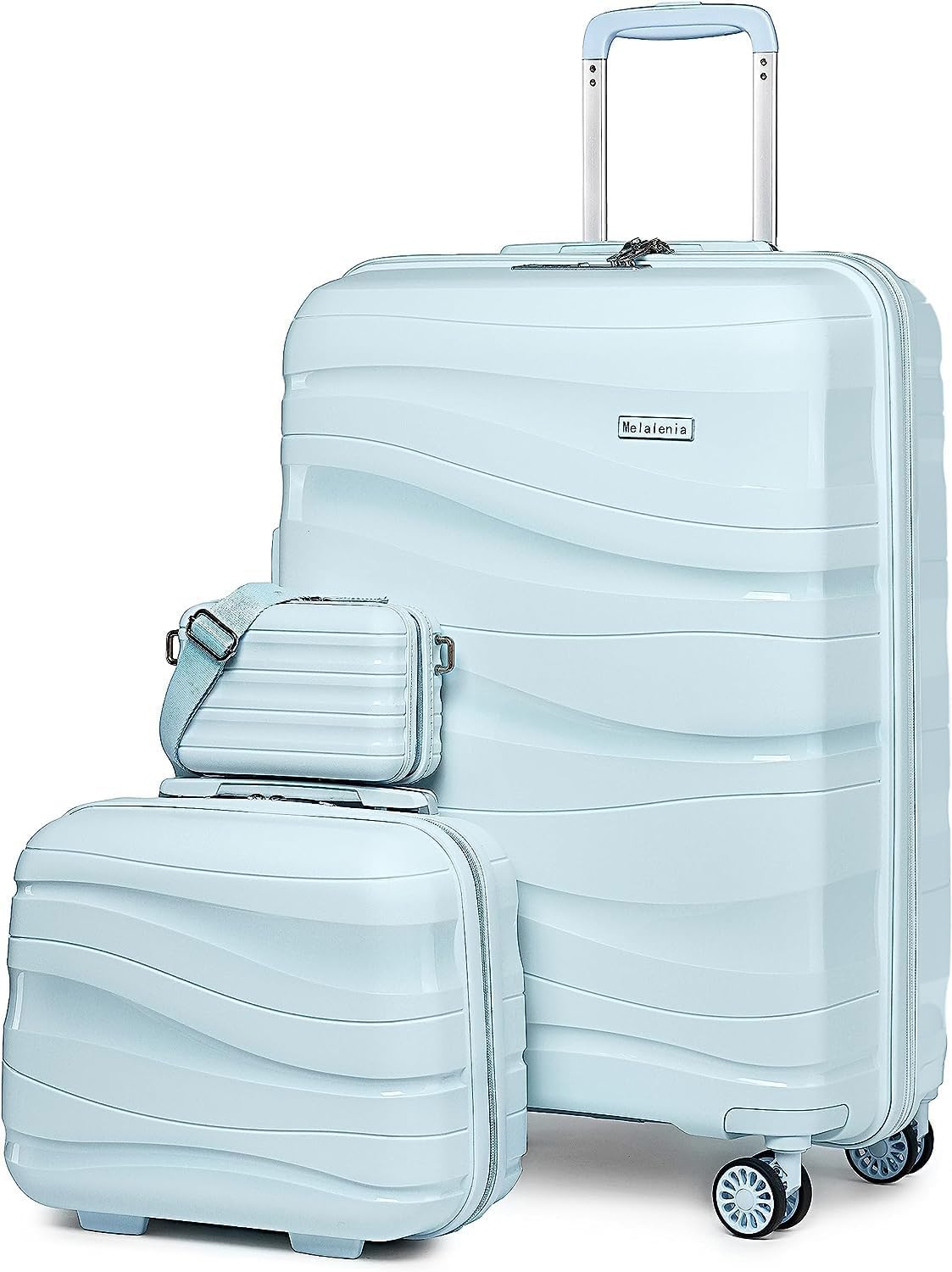 Melalenia Expandable PP Hard Shell Carry On Suitcase Set with Spinner Wheels & TSA Lock - 22x14x9 Inch Airline Approved Luggage for Business Travel & Vacation