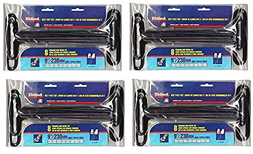 EKLIND 35198 Standard Grip Hex T-Handle Allen Wrench Set - 8-Piece Metric (2-10mm) with 9-Inch Shaft (4-Pack) | Perfect for DIY Projects, Furniture Assembly, and Automotive Repairs