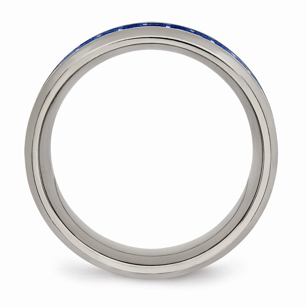 Solid Titanium Men's Wedding Band Ring - Blue/White Carbon Fiber Inlay, Comfort-Fit Design for Everyday Wear & Special Occasions