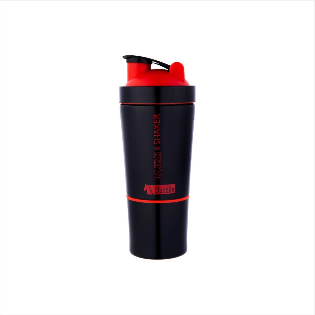 DUBBLIN Dubb & Shaker Gym Shaker Bottle - 750ml BPA-Free Stainless Steel Protein Shaker with Spring Ball & Detachable Glass Lid - Perfect for Workouts, Protein Mixing & On-the-Go Hydration