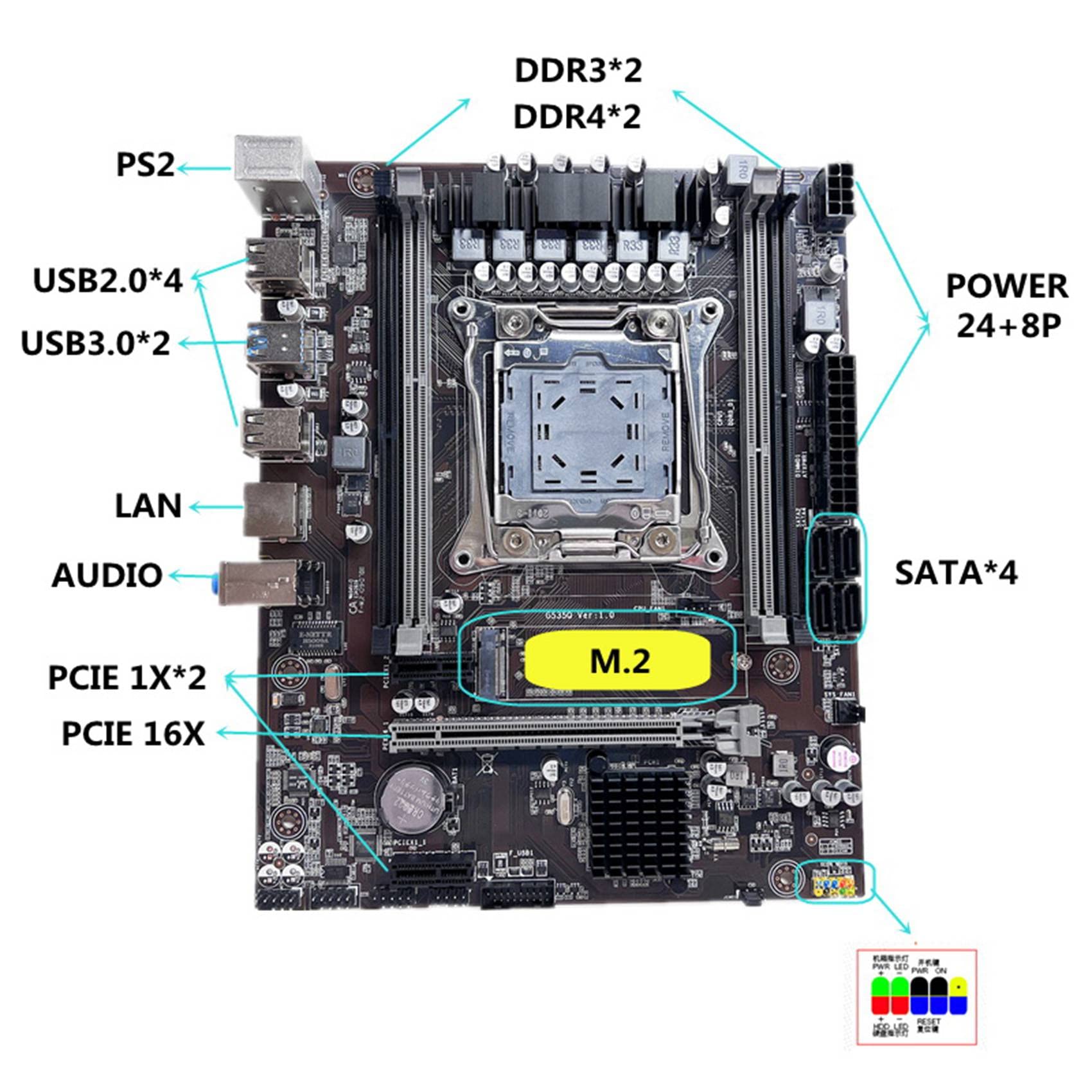 XIDIT X99 Motherboard LGA2011-3 - Supports Xeon E5 V3/V4 CPUs & DDR4 RAM (Includes E5-2620 V3 CPU) - Perfect for Gaming PC Builds, Workstations, and Server Applications