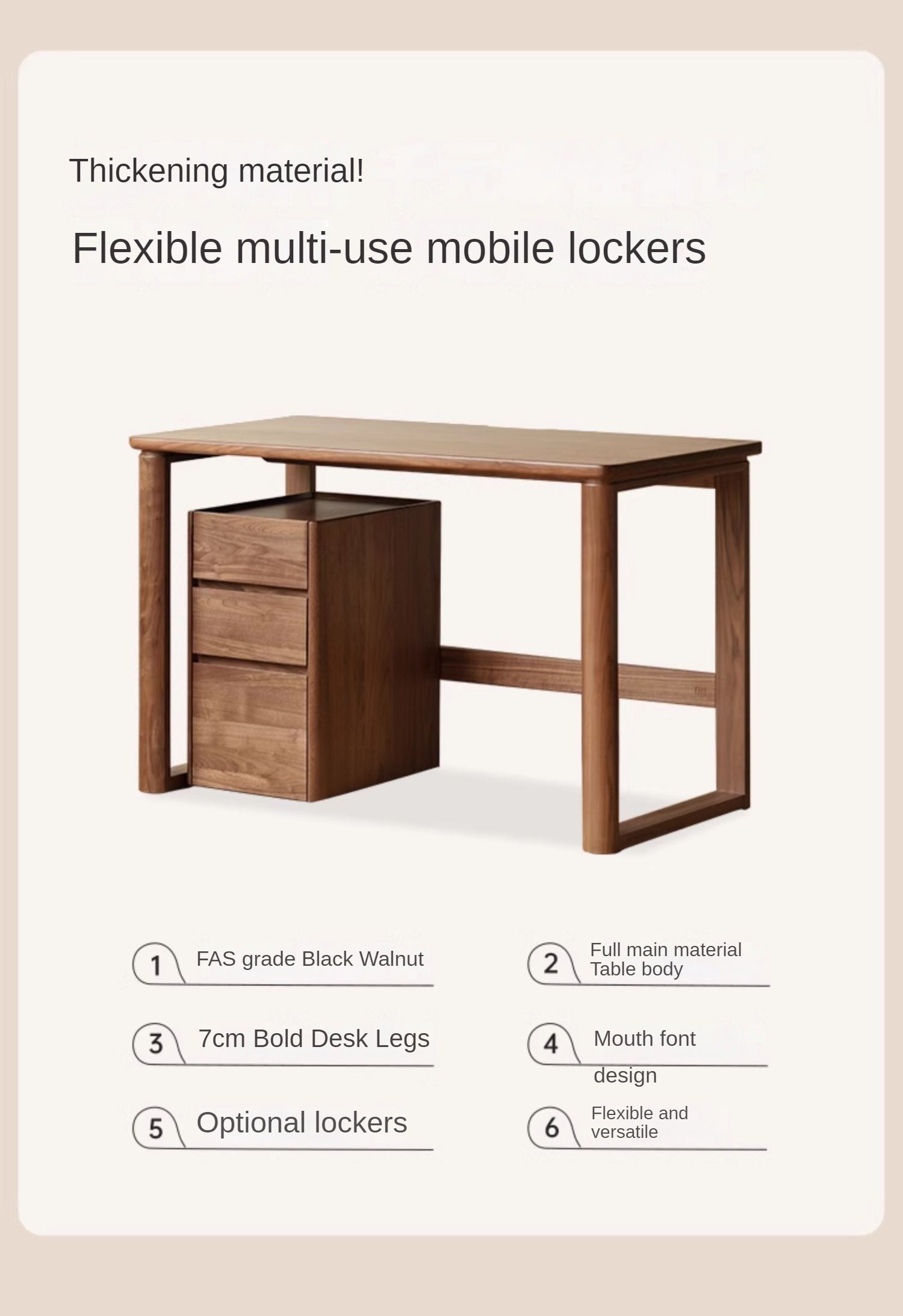 Premium Black Walnut & Ash Solid Wood Study Desk - Handcrafted Writing Table for Home Office, Library, or Dorm Room - Ergonomic Design for Work & Study