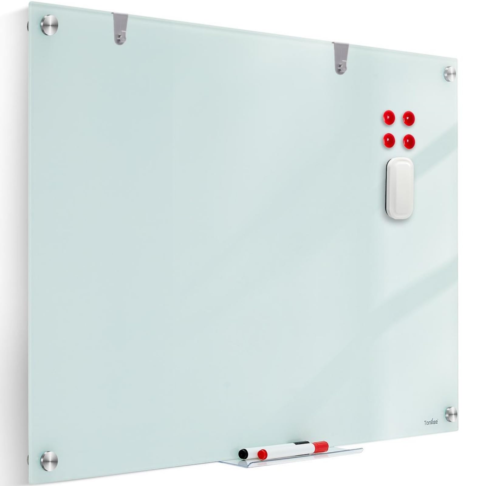 TANKEE 48 x 32 Inches Frameless Glass Magnetic Dry Erase Board - Large Tempered Glass Whiteboard for Wall, Office, Home & Shops - Perfect for Meetings, Presentations & Home Organization