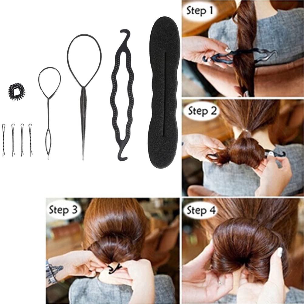 ZJchao 4/9PCS Hair Bun Maker & Braiding Styling Disk Tools Set - DIY Hair Accessories Kit with 3 Styles (2PCS & 9PCS) for Women & Girls - Perfect for Updos, Ponytails, and Special Occasion Hairstyles