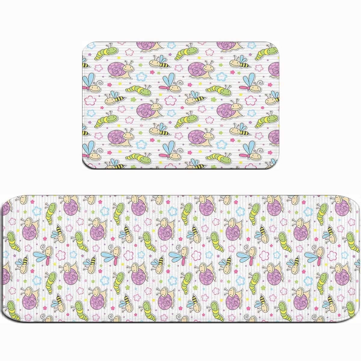 Premium Anti-Fatigue Kitchen Rugs Set of 2 - Non-Slip Cushioned Floor Mats with Washable Design (17
