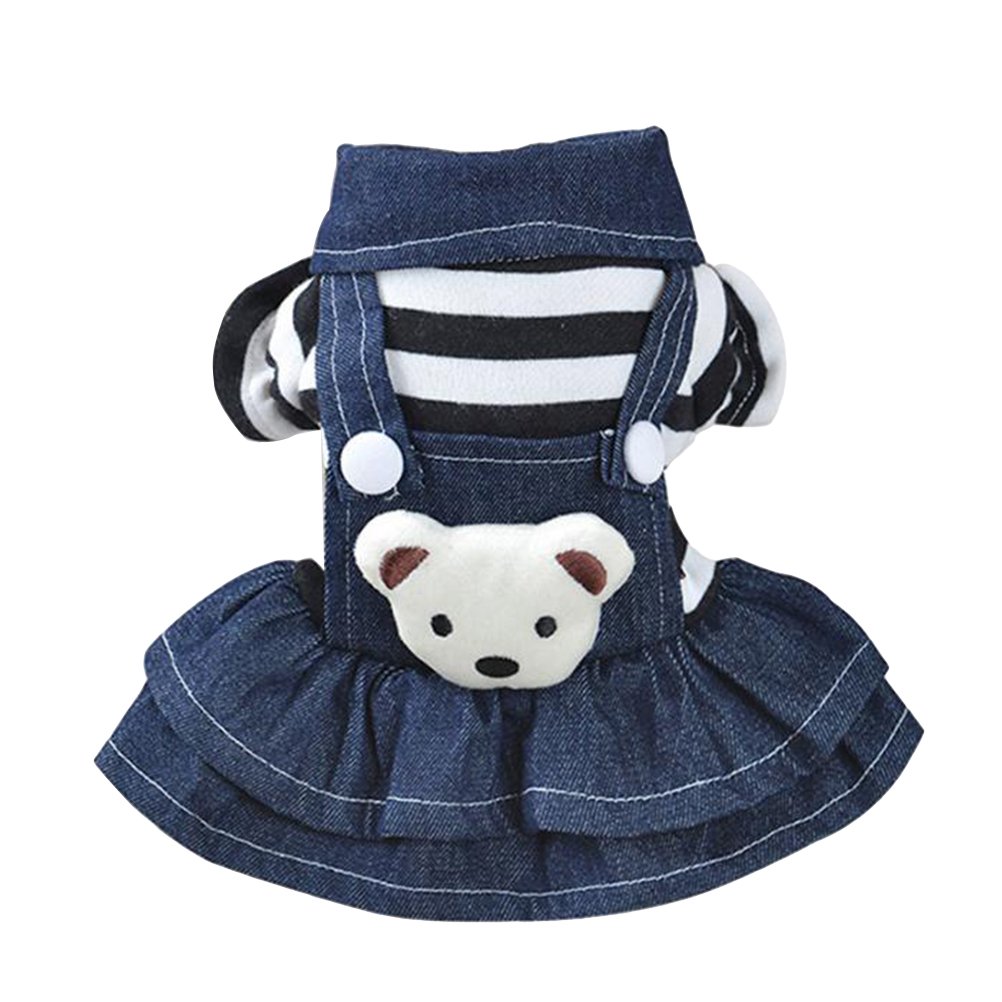 ULTECHNOVO Denim Dog Dress with Lace - Spring Summer Puppy Clothes, Harness & Overalls for Small Dogs | Cute Pet Apparel for Outdoors, Parties & Photo Shoots