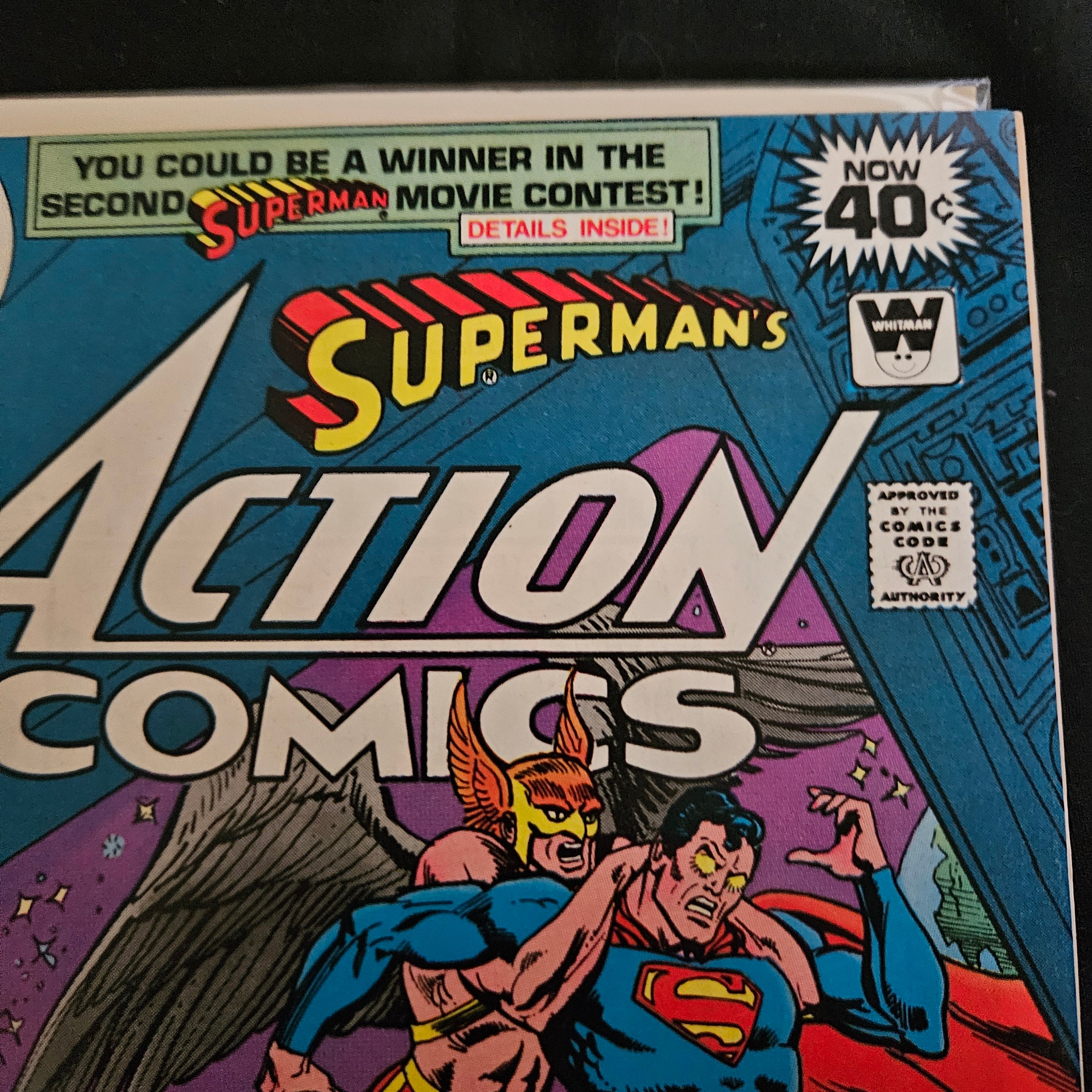 Superman's Action Comics #481 (March 1978) - Whitman Comic Book with Hawkman Appearance | 40¢ Cover | Near Mint Condition | Collectible Vintage DC Comics for Display & Investment