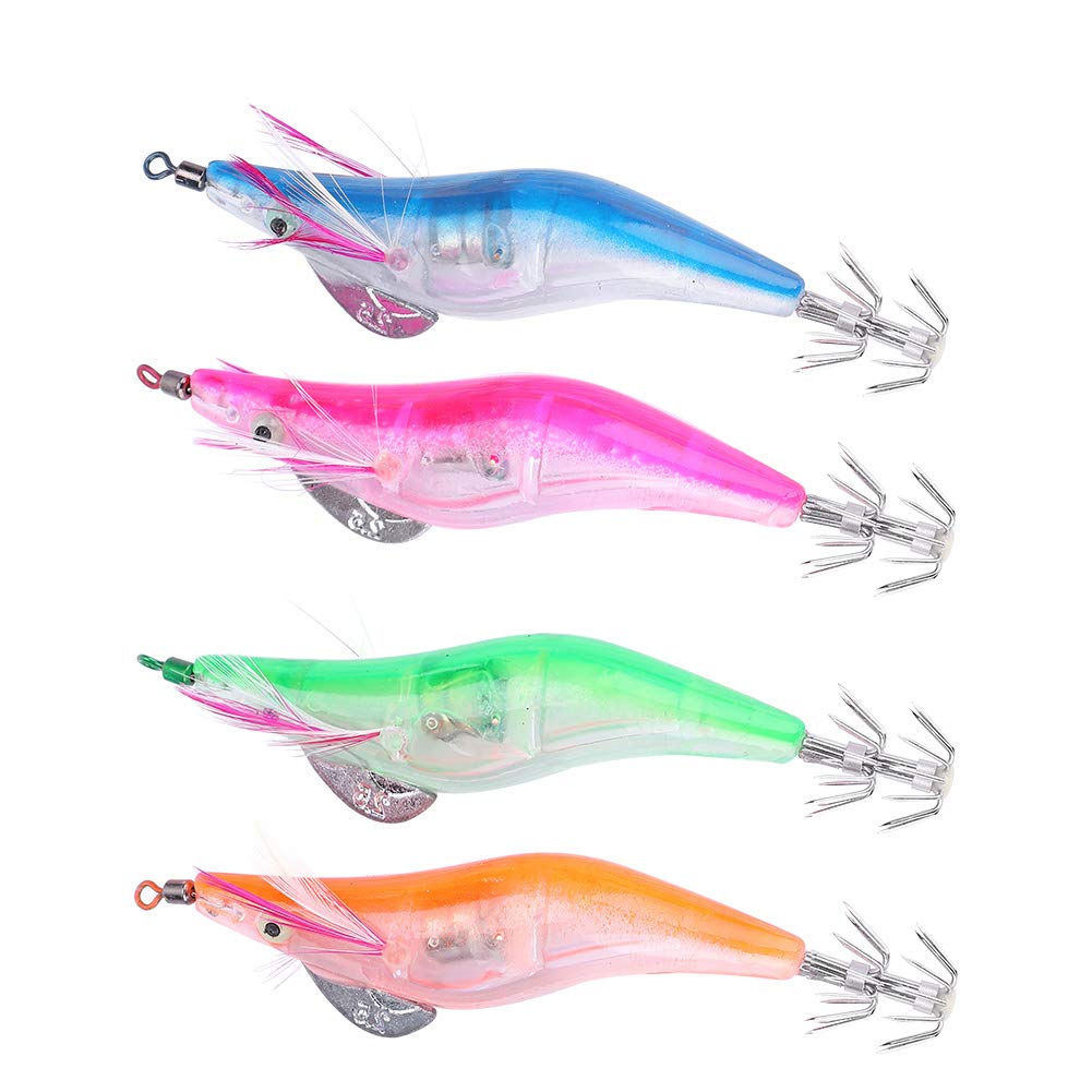 Alomejor 10cm Electric Fishing Lures - Glow in the Dark Bionic Shrimp Saltwater Squid Baits for Bass, Trout & Saltwater Fishing | Perfect for Night Fishing & Deep Sea Angling