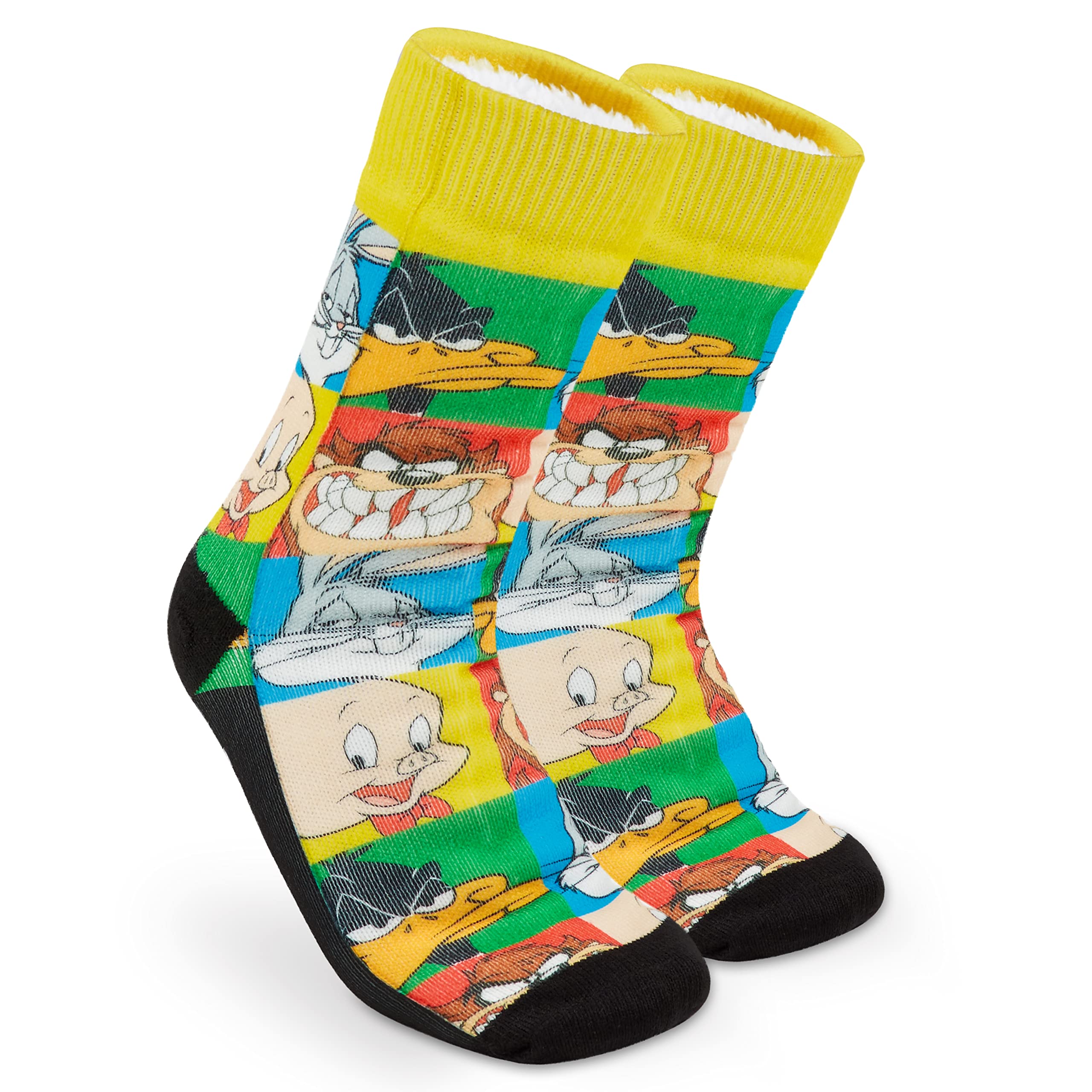 Looney Tunes Space Jam Men's Slipper Socks - Warm Non-Slip Fuzzy House Socks for Winter - Perfect Gift for Dad, Husband & Basketball Fans - Cozy Home & Lounge Wear