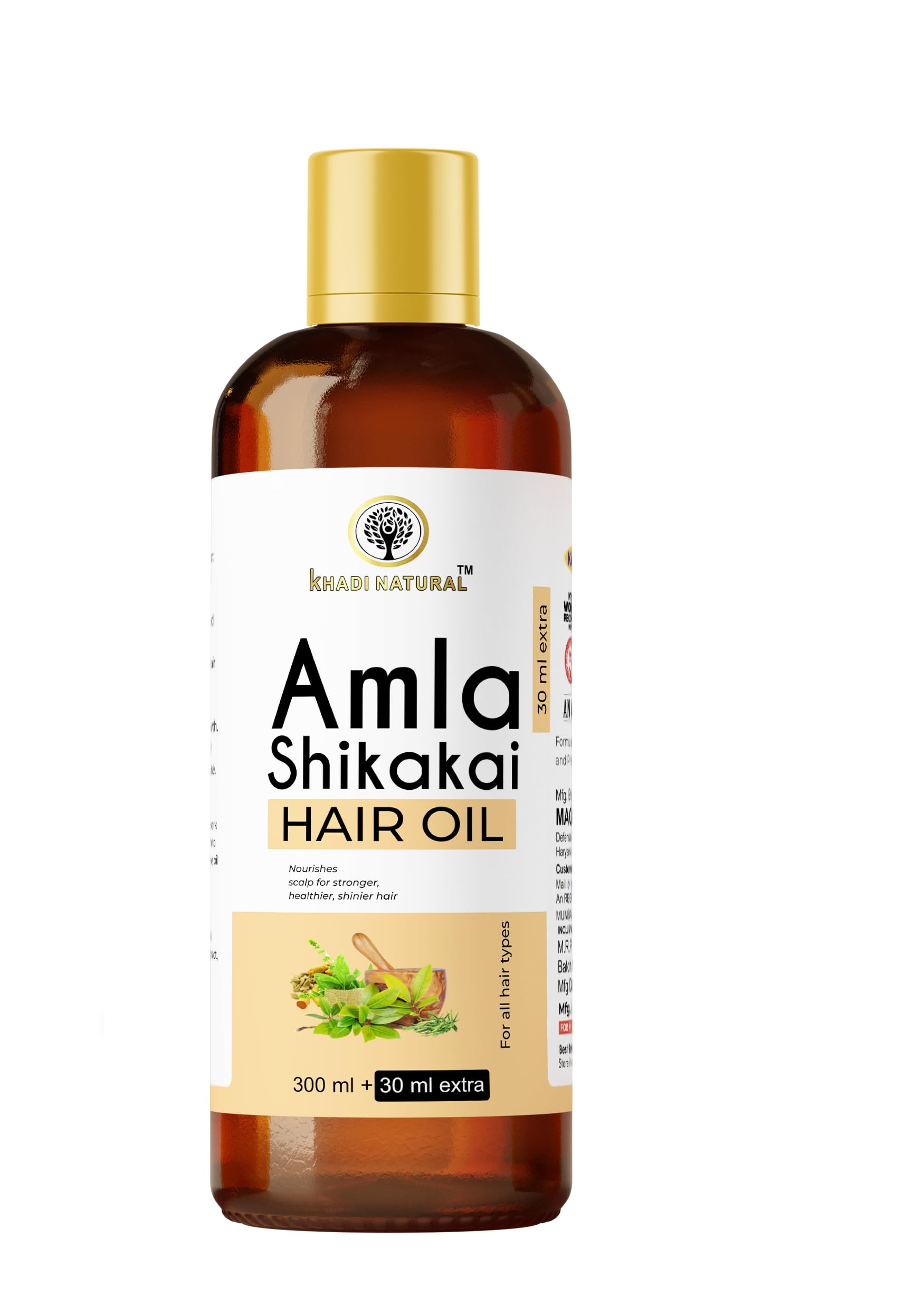 Khadi Natural Amla Shikakai Hair Oil 330ml - Ayurvedic Hair Growth Treatment for Strong, Shiny & Healthy Hair | Reduces Hair Fall & Promotes Scalp Health | Perfect for Daily Hair Care & Deep Conditioning