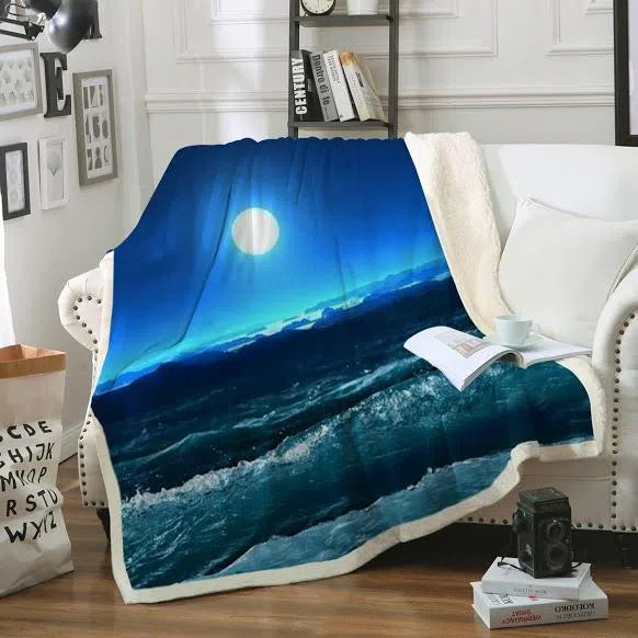 Cozy Moonlight Magic Soft Sherpa Blanket - Ultra Plush Warm Fleece Throw for Bed, Couch & Travel - Perfect for Winter Nights, Movie Time & Gift Giving