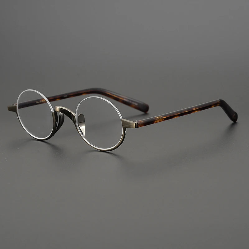 Unisex Black Semi-Rimless Titanium Round Eyeglasses N80 - Lightweight & Durable for Work, Reading & Everyday Wear