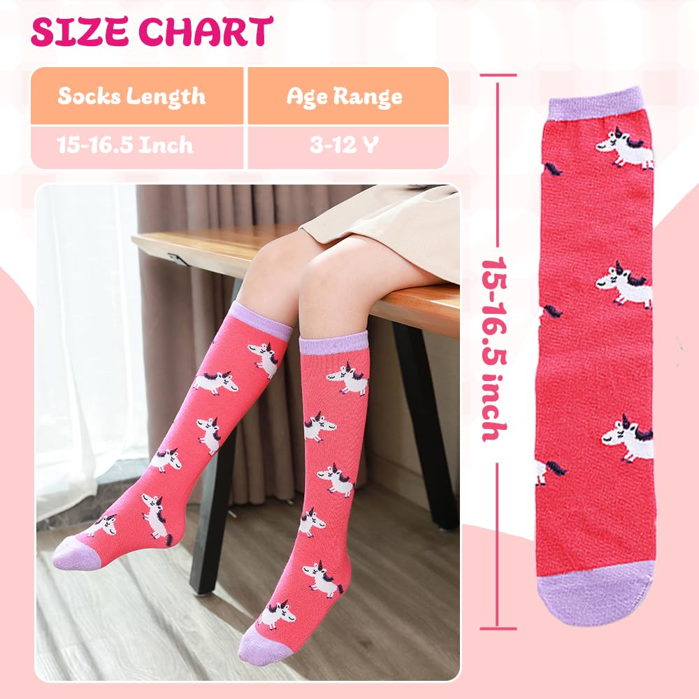 Cute Girls Knee High Socks - Soft Cotton Mid Calf Boot Socks for Teens & Women - Perfect Stocking Stuffers Gifts for Christmas, School & Winter Fashion