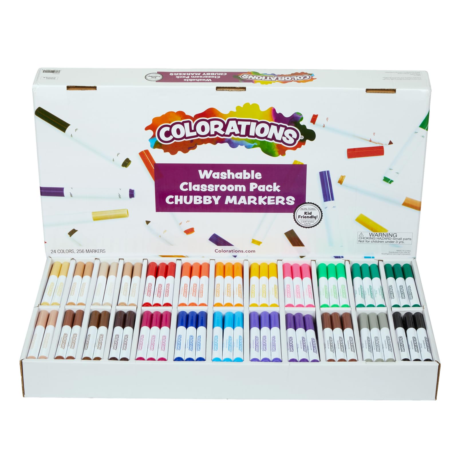 **Colorations Washable Chubby Markers - 24 Non-Toxic Colors, Bulk Classroom Value Pack (Set of 256) | Safe for Kids, Ideal for Preschool & Kindergarten Art Supplies, Coloring Activities & Creative Projects**