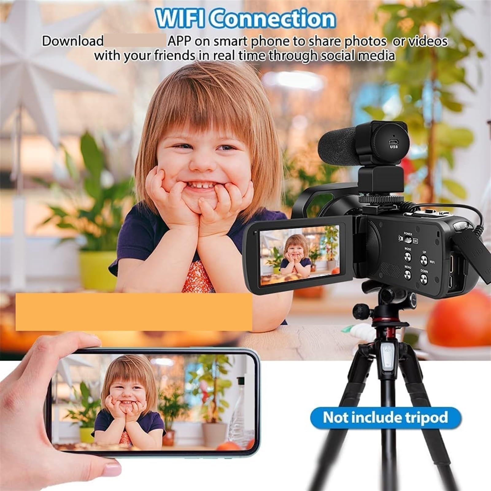 4K WiFi Digital Camcorder with 18X Zoom & Time Lapse - Vlog Camera for YouTube Streaming, Webcam with Stabilizer (Includes 128GB SD Card) - Perfect for Travel Vlogging, Live Streaming & Home Video Recording