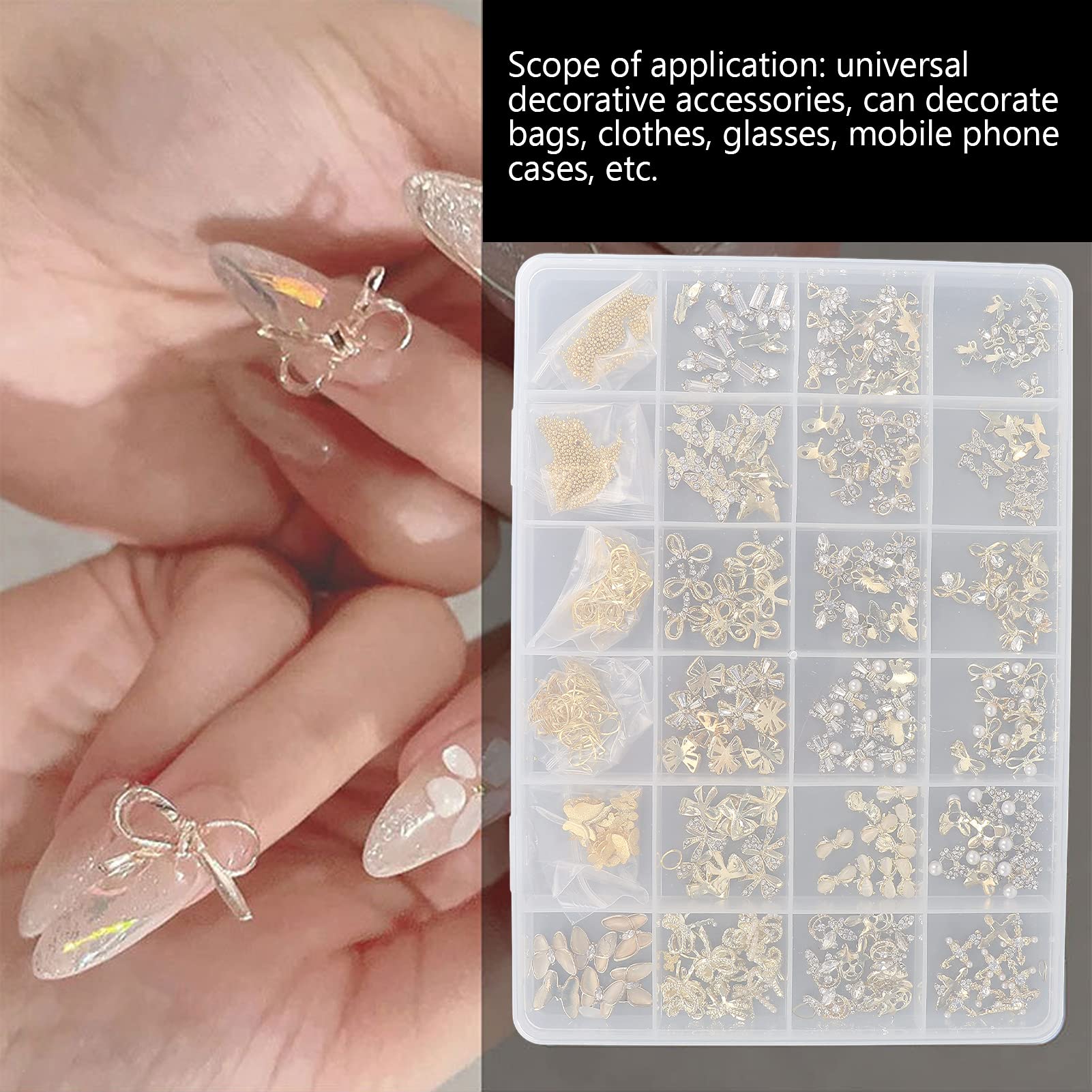 Premium Nail Art Kit with Golden Alloy Gems - DIY Nail Decoration Set for Manicure, Pedicure & Crafting | Perfect for Home Salon, Party Nails & Gift Giving