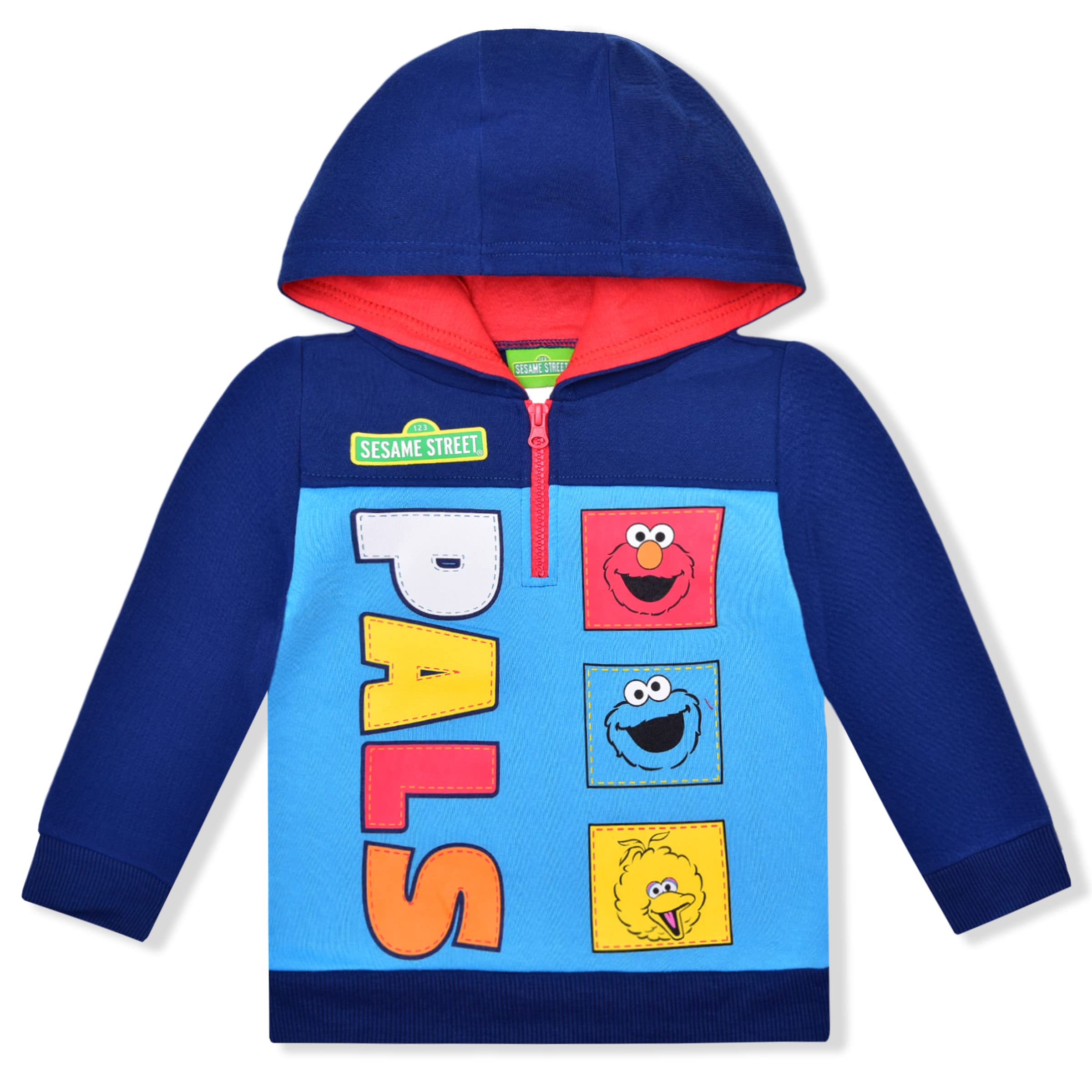 Sesame Street Elmo Cookie Monster Big Bird Half Zip Pullover Hoodie for Baby Boys & Toddlers - Blue | Cute Cartoon Character Outfit for Playdates, Daycare & Family Photos