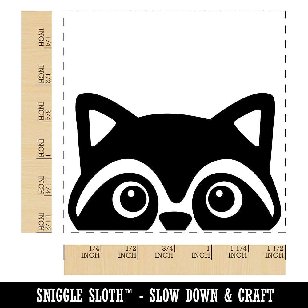 Peeking Raccoon Self-Inking Rubber Stamp - 1.5 Inch Large Red Ink Stamper for Scrapbooking, Card Making & DIY Crafts