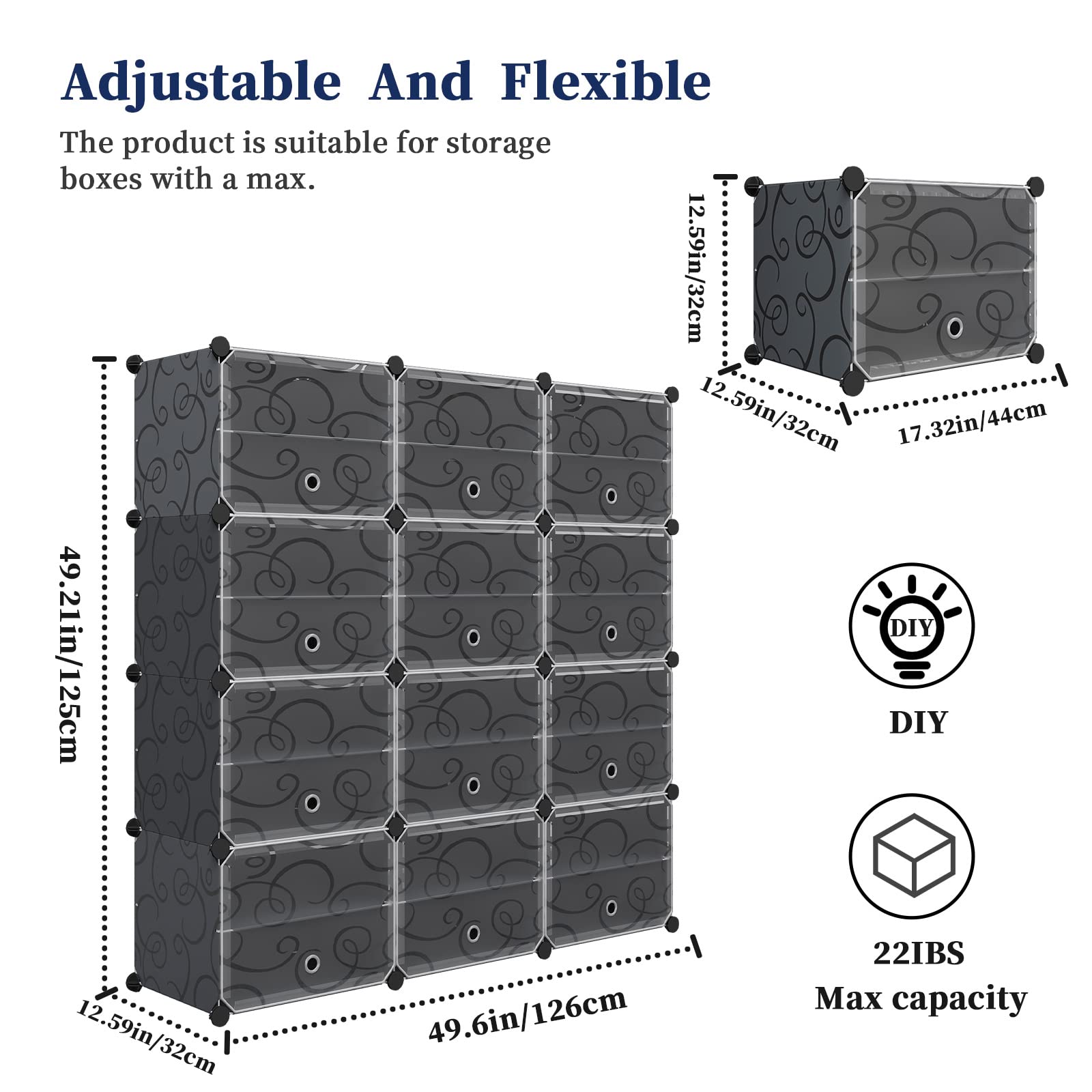 KOUSI 48 Pair Expandable Shoe Rack Organizer - 8 Tier Tower Shelf Storage Cabinet for Heels, Boots & Slippers | Space Saving Closet Organizer for Bedroom, Entryway & Dorm (Black)