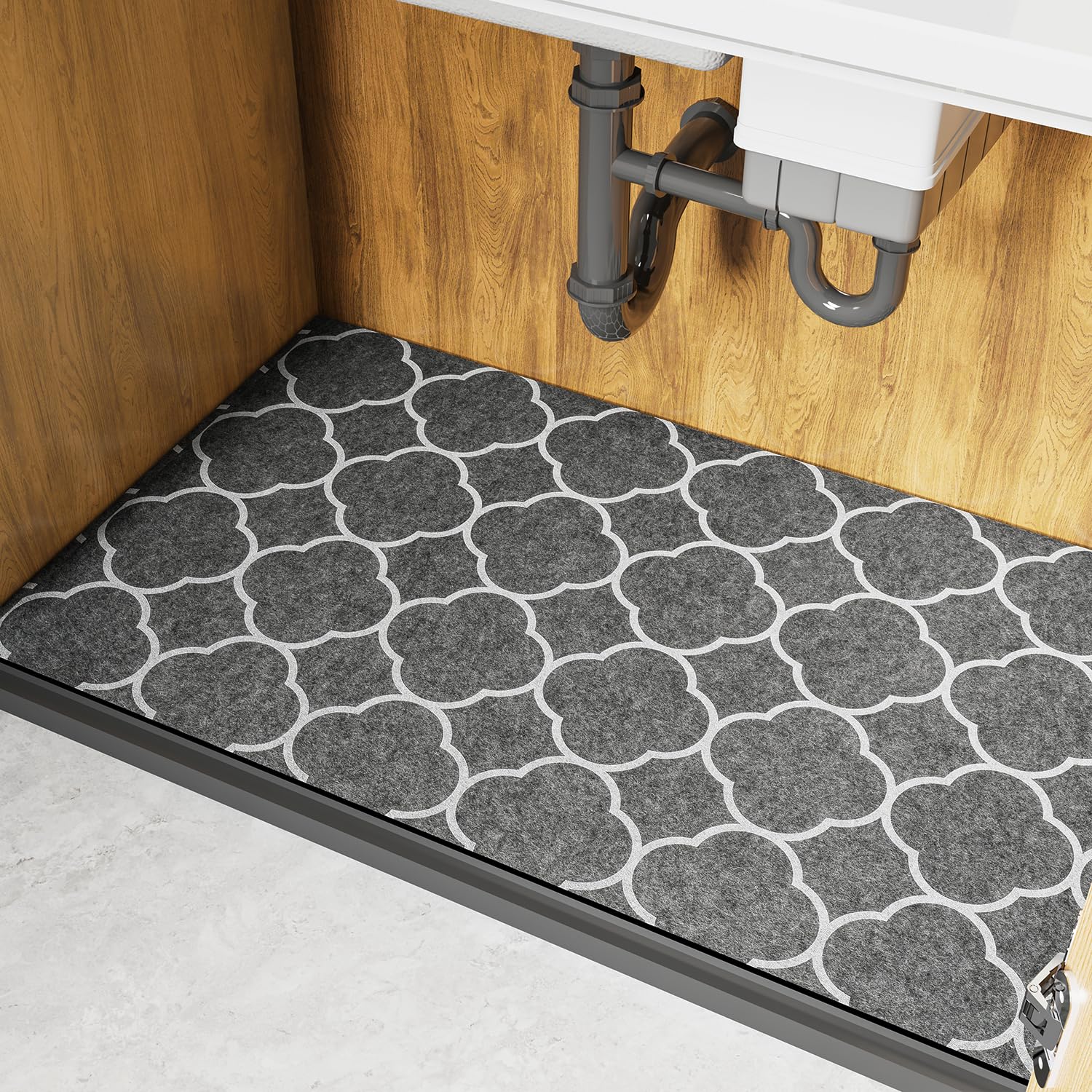 COCOER Absorbent Under Sink Mat - 100% Waterproof Backing, Non-Adhesive Kitchen & Bathroom Sink Liner (22
