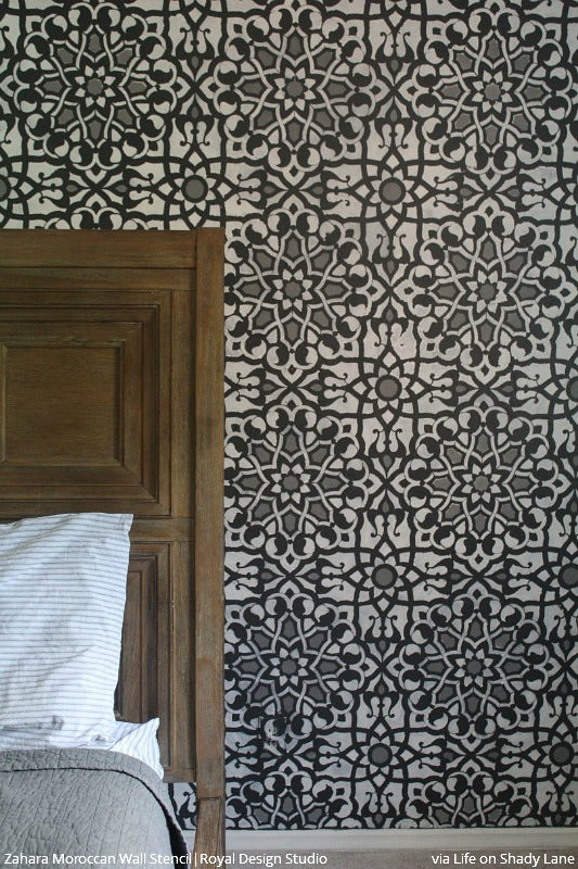 Zahara Moroccan Wall Stencil - DIY Home Decor Stencils for Painting, Arabic Geometric Patterns, Reusable Wall Art Template for Bedroom, Living Room & Nursery Decoration