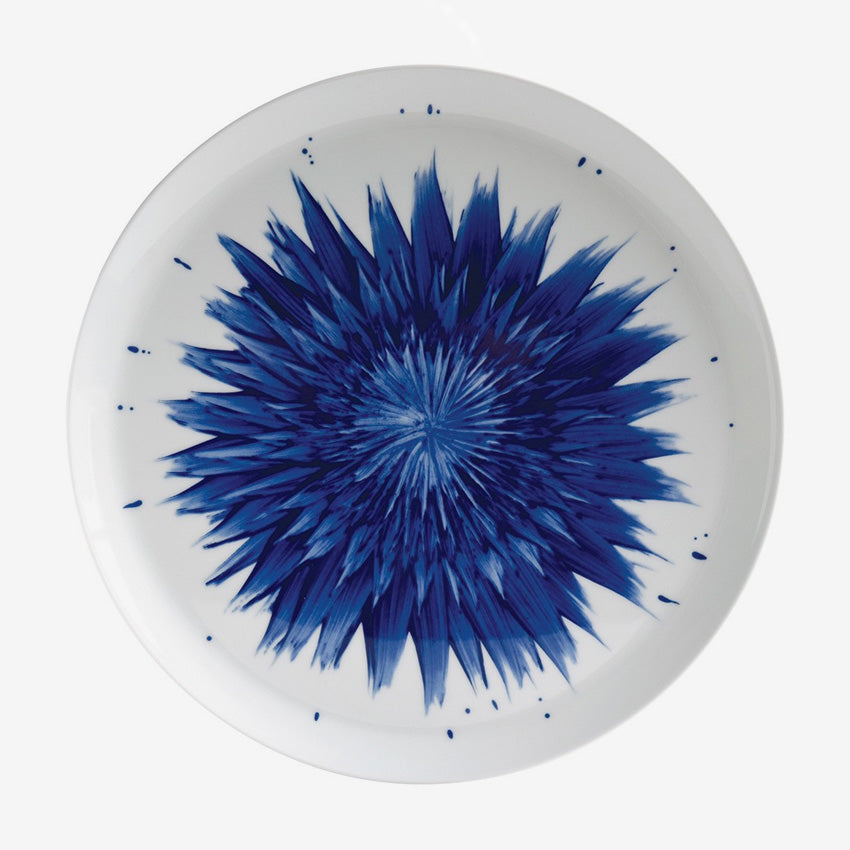 Bernardaud In Bloom Round Tart Platter - White & Blue Ceramic Serving Dish for Desserts, Appetizers & Entertaining | Elegant Tableware for Parties, Tea Time & Home Decor