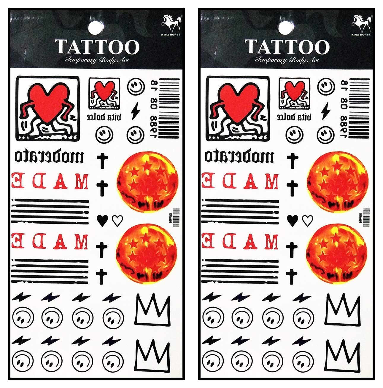3D Temporary Tattoos for Women & Men - Sun, Smile, Star & Heart Designs - Waterproof Fake Tattoo Stickers for Arm, Shoulder, Neck & Lower Back - Perfect for Parties, Festivals & Fashion Events