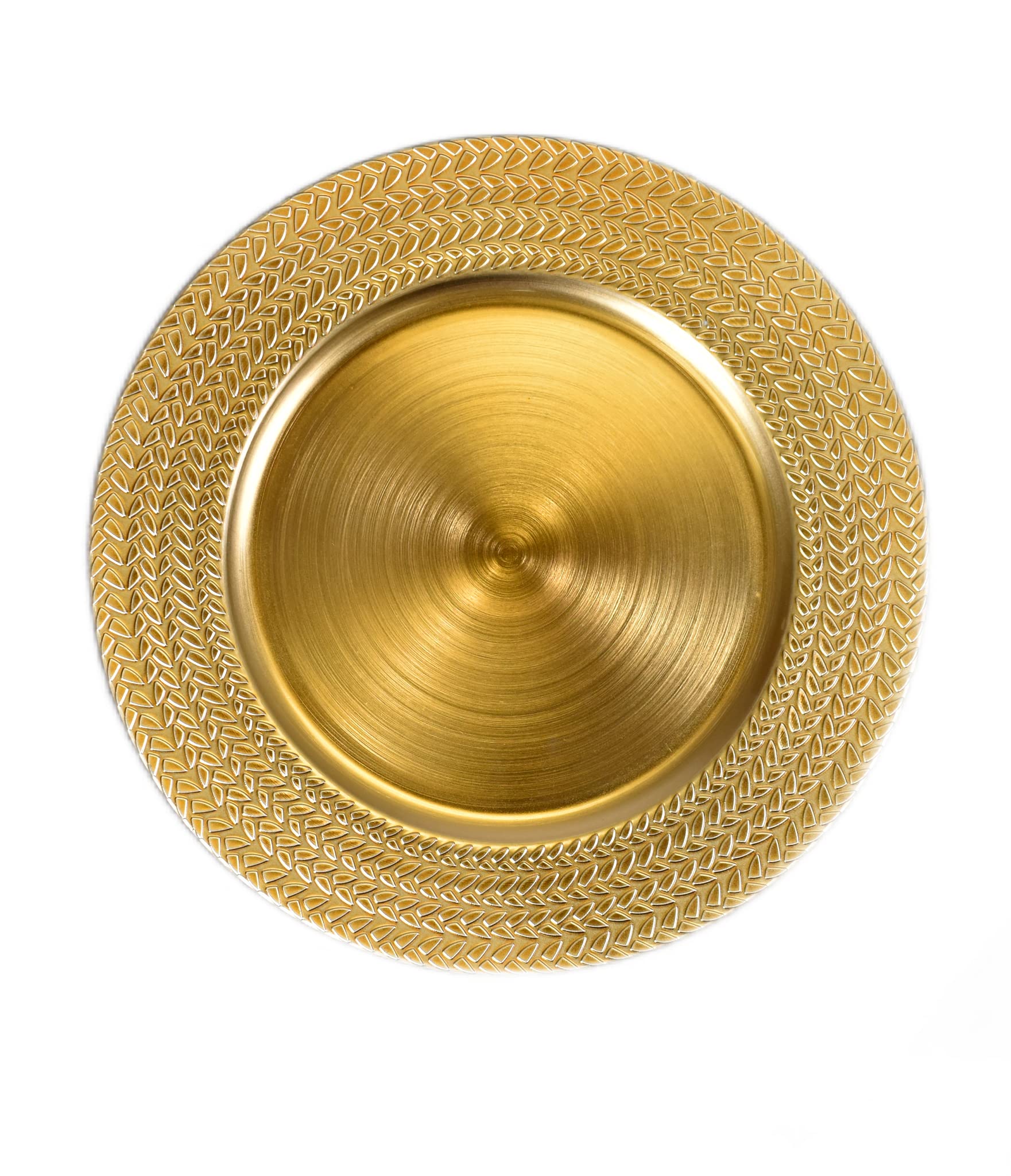 13” Gold Venetian Charger Plates (6 Pack) - Elegant Decorative Plastic Dinner Plates for Weddings, Parties & Formal Dining - Durable & Easy-Care Premium Chargers