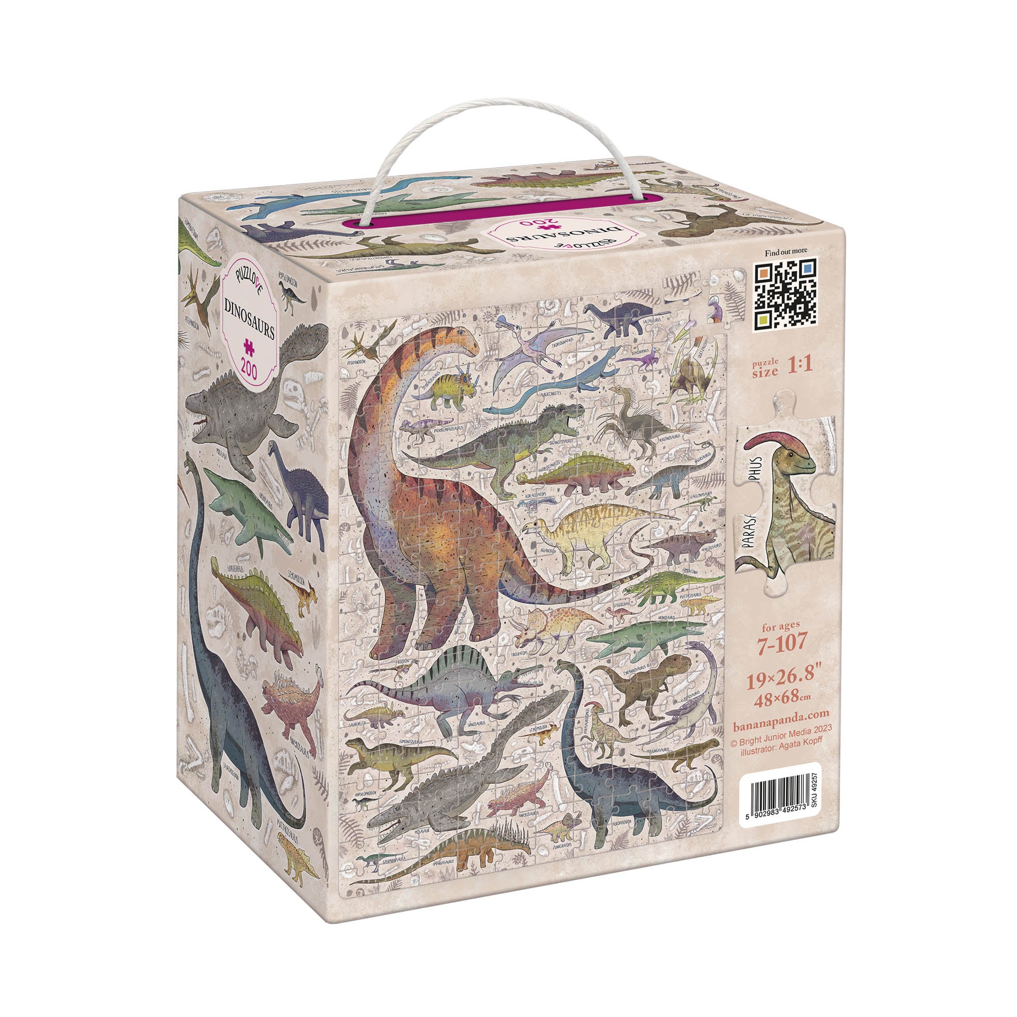 Banana Panda Puzzlove Dinosaurs Jigsaw Puzzle 200 Pieces - Educational Kids Puzzle for Dinosaur Lovers, Perfect for Family Game Night & Classroom Learning Activities