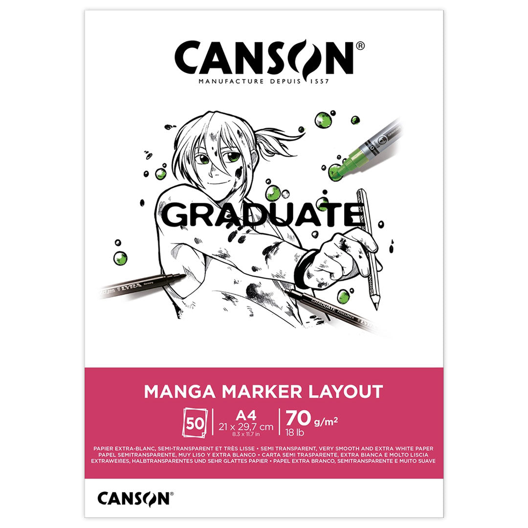 Canson Graduate Manga Marker Pad A4 70gsm - Premium Drawing Paper for Manga Artists, Comic Creators & Illustrators - Perfect for Sketching, Inking & Marker Art Projects
