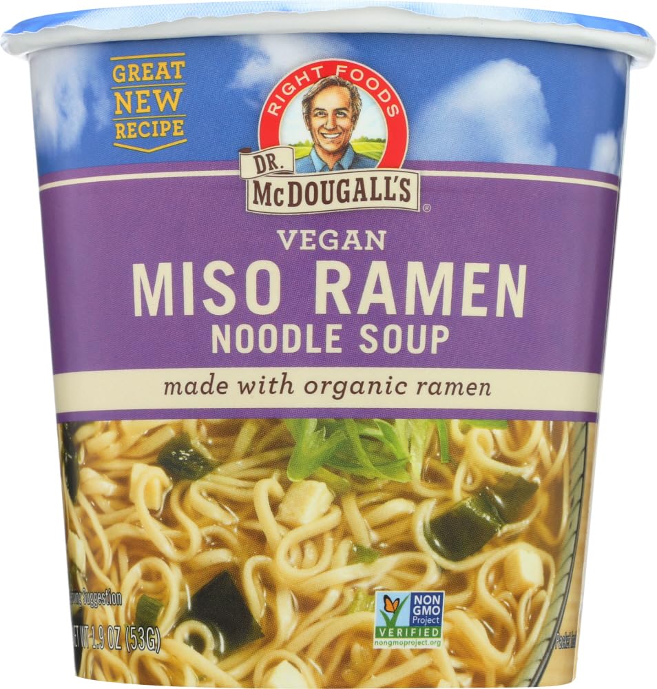 Dr. McDougall's Miso Big Soup Cup - 6 Pack (1.9 Oz Each) | Instant Japanese Miso Soup | Vegan, Gluten-Free, Non-GMO | Perfect for Office Lunch, Quick Meals & Camping