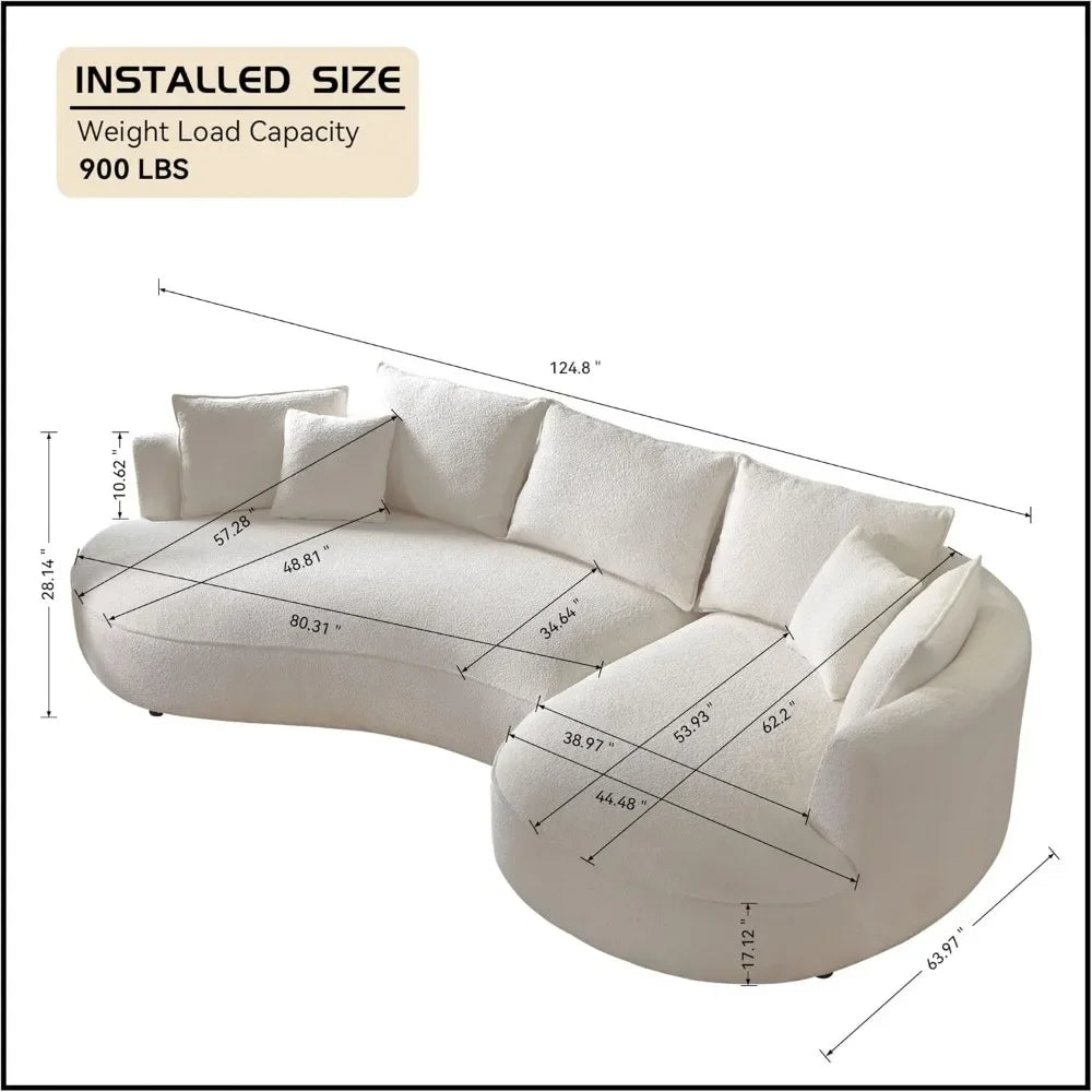 Luxury Curved Sectional Boucle Sofa Couch – Modern Upholstered Living Room Furniture for Comfortable Lounging & Stylish Home Decor | Perfect for Family Gatherings, Movie Nights & Contemporary Living Spaces