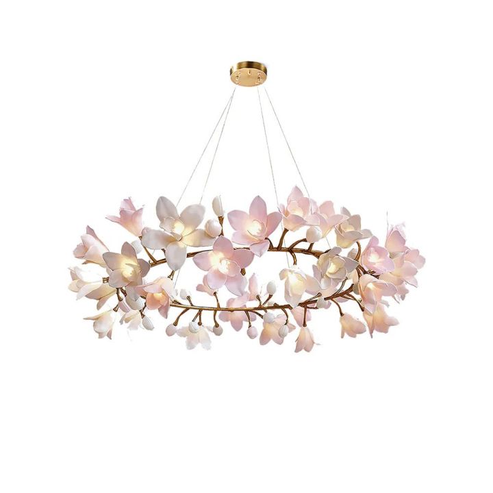 Elegant Floral Ceiling Light - Modern Circular Blossom Chandelier for Dining Room, Bedroom & Living Room Decor