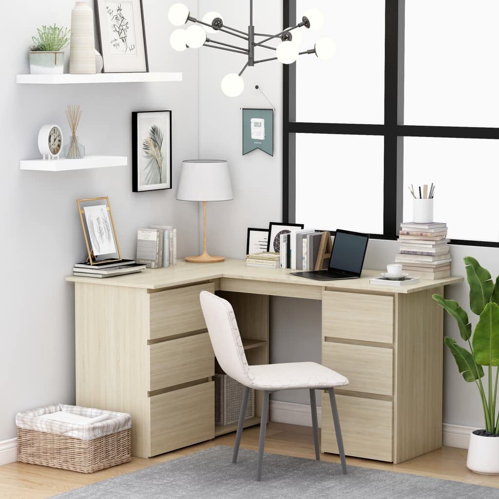Industrial L-Shaped Corner Computer Desk with Storage, 57.1