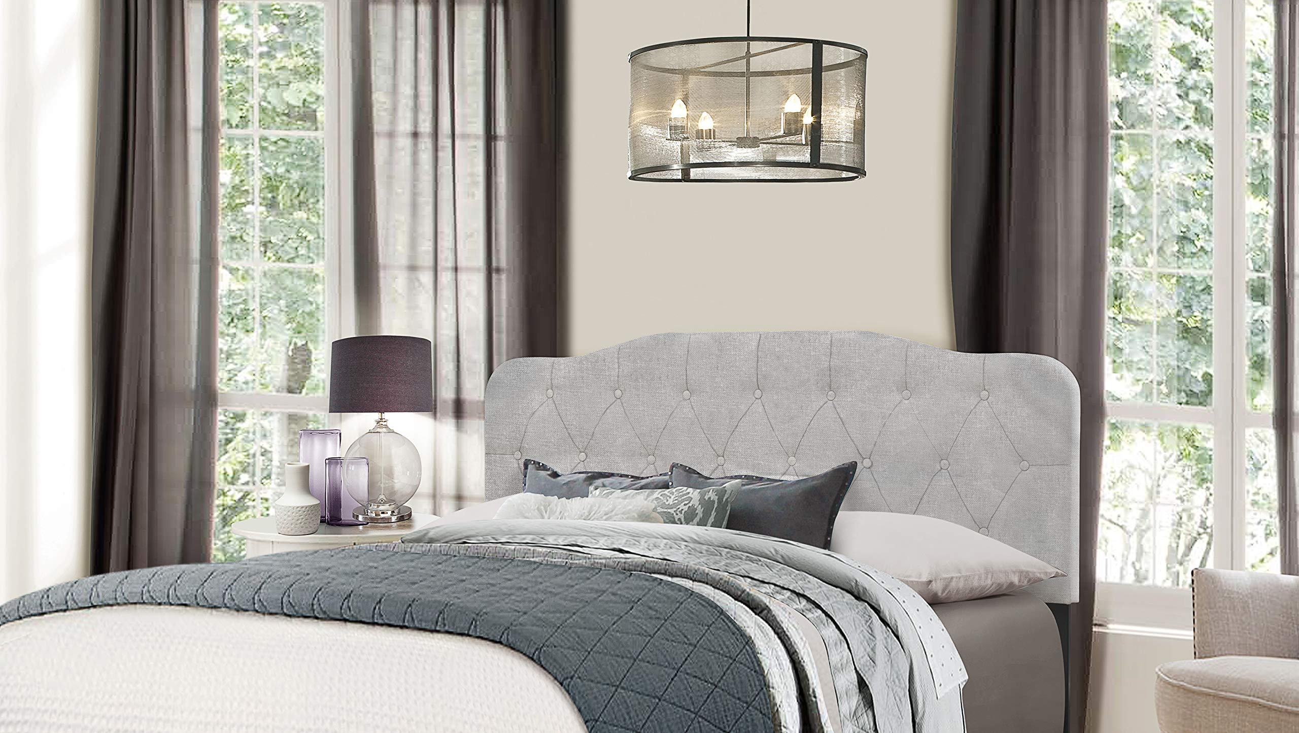 Hillsdale Furniture Nicole Upholstered Headboard with Frame - Full/Queen Size in Glacier Gray - Perfect for Modern Bedroom Decor & Cozy Master Suite Upgrade