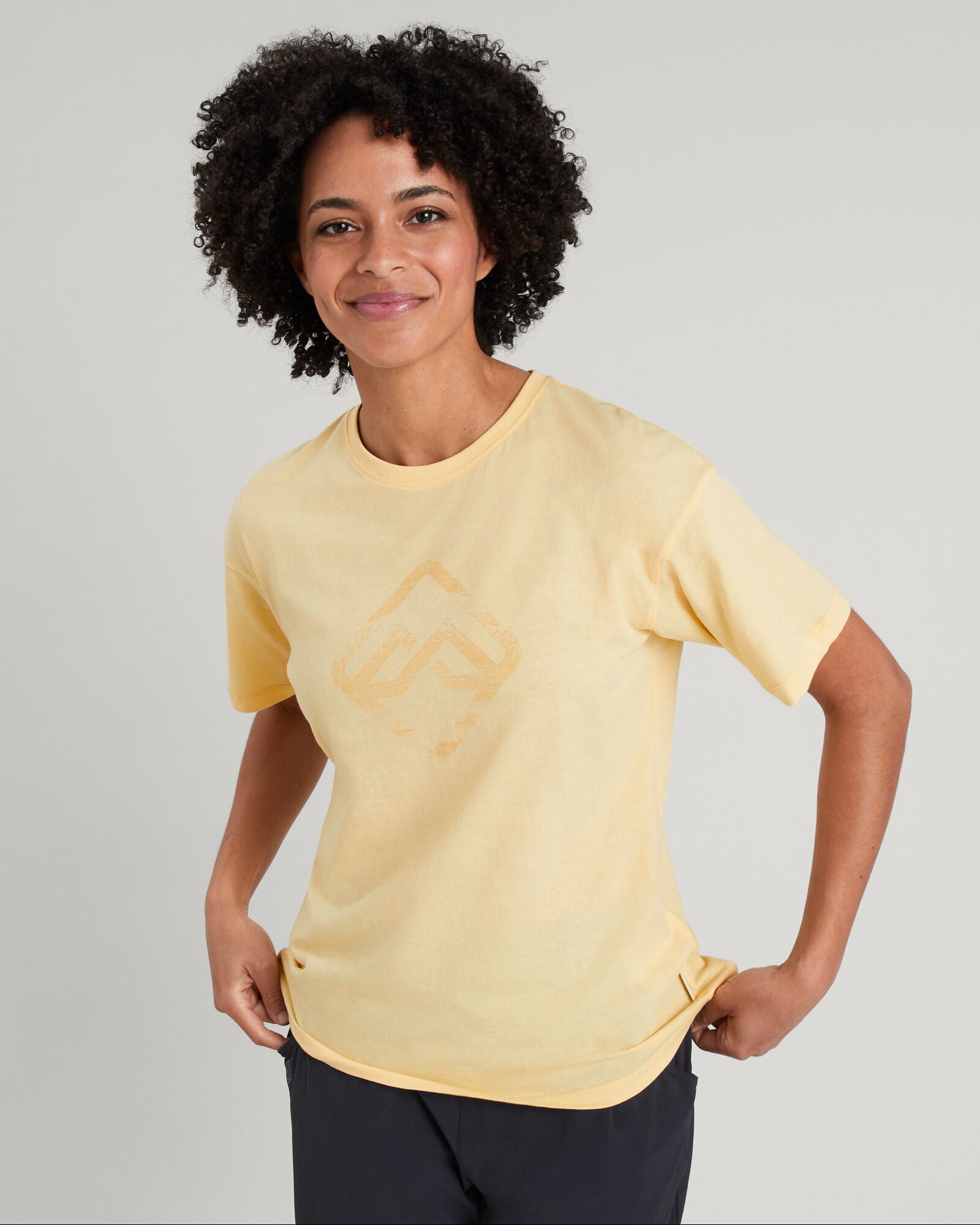 Geo Glitch Icon Women's Graphic T-Shirt - Trendy Sunlit Print Casual Tee for Streetwear, Music Festivals & Everyday Fashion