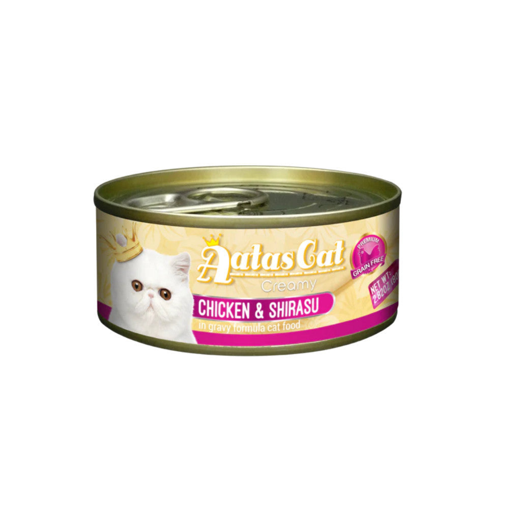 **Aatas Cat Creamy Chicken Wet Food 80g - Healthy Gravy with Whitefish, Vegetables, Tuna, Shirasu, Sardine, Mackerel & Crab - Perfect for Adult & Senior Cats**    *(Use Case: Ideal for picky eaters, post-surgery recovery, or as a nutritious meal topper for extra hydration and flavor.)*